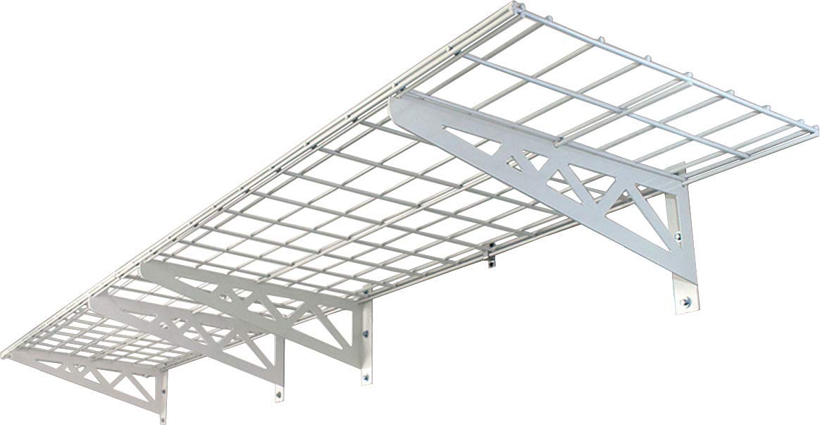 SafeRacks 18x48 Inch Wall Mount Shelves - 2 Pack Heavy Duty Storage Shelving Unit with 4 Hooks, 500lb Capacity - White | Perfect for Pantry Organization, Garage Storage & Utility Shelving