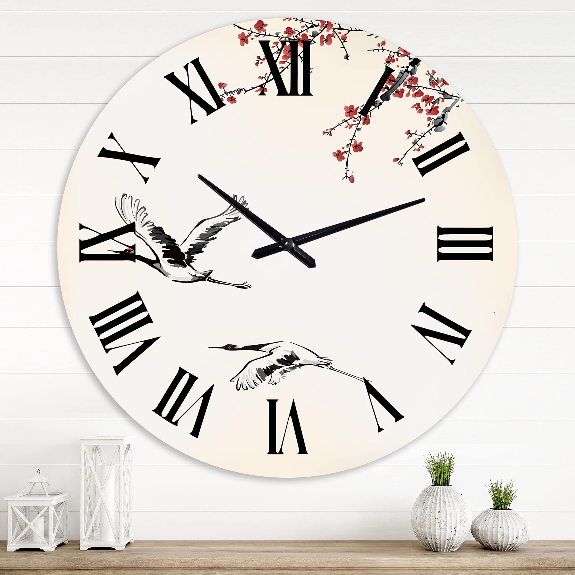 Sweet Winter Birds Traditional Wall Clock - Large Decorative Clock for Living Room, Bedroom, Office - Silent Non-Ticking Home Décor with Nature Theme