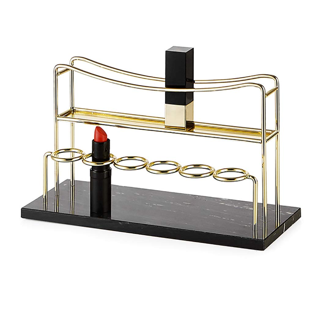 ASFD Gold Marble Makeup Organizer Case - Lipstick & Brush Holder for Vanity Drawer - Cosmetic Display Storage for Brushes, Lipsticks & Makeup Tools - Perfect for Home, Salon & Travel Beauty Organization