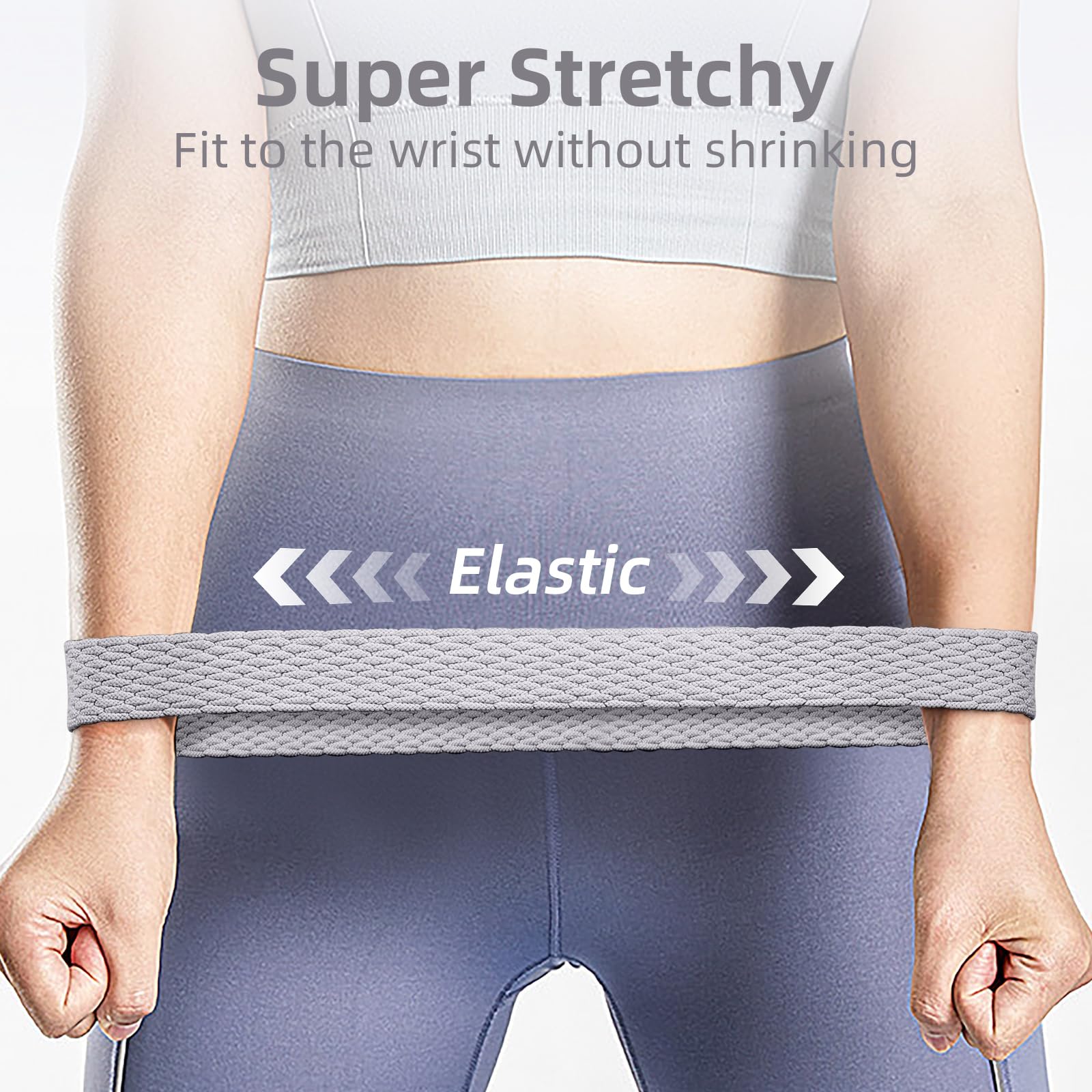 Stretchy Braided Solo Loop Band for Apple Watch 38mm 40mm 41mm 42mm 44mm 45mm 49mm - Soft Adjustable Nylon Strap Compatible with iWatch Series 9/8/7/6/5/4/3/2/1/SE/Ultra/Ultra 2 - Perfect for Workouts, Running & Everyday Wear (Men & Women)
