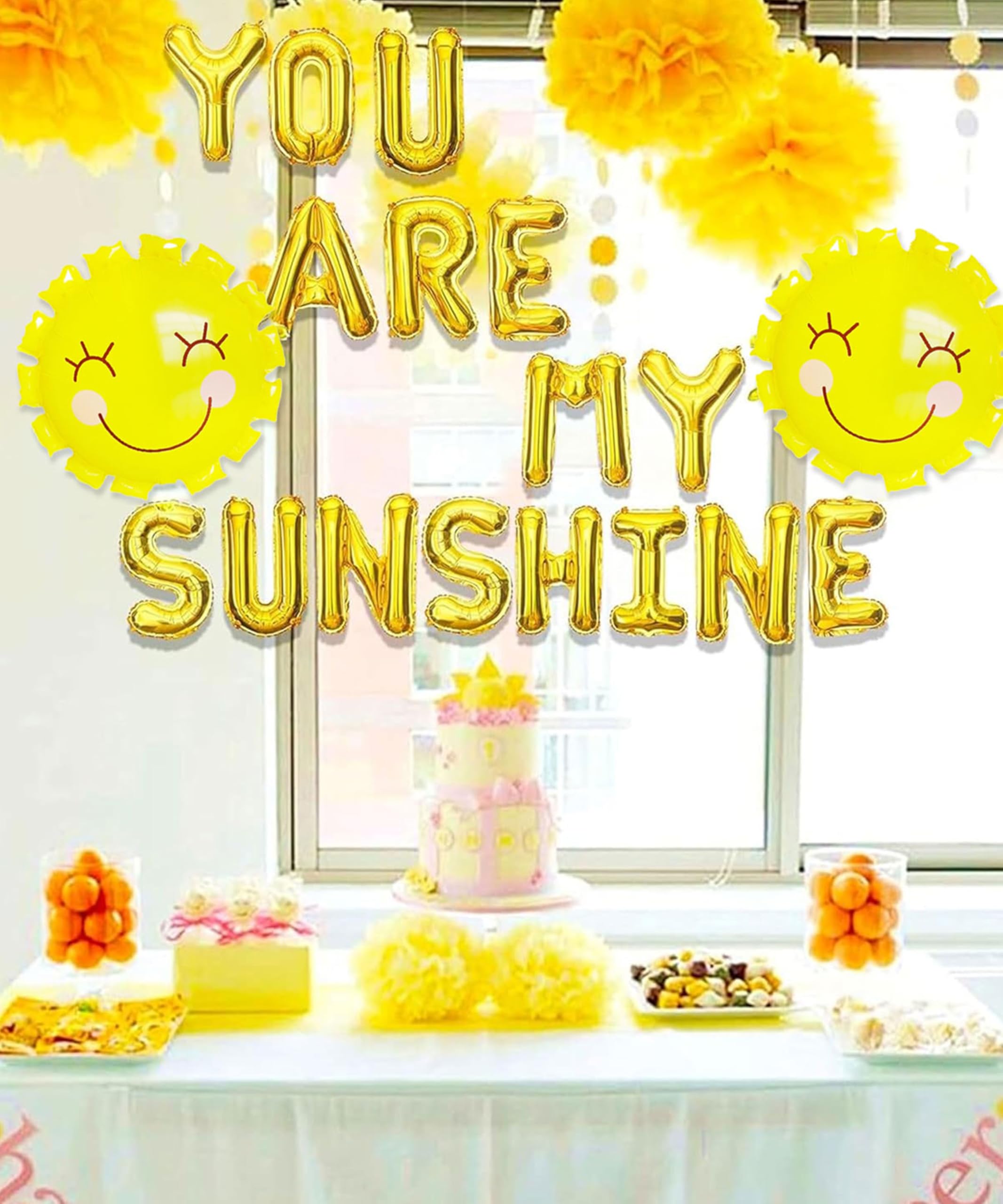 JeVenis You Are My Sunshine Balloons & Banner Set - Yellow Sun-Themed Party Decor for Baby Showers, Kids Birthdays & Gender Reveals | Perfect for Indoor & Outdoor Celebrations