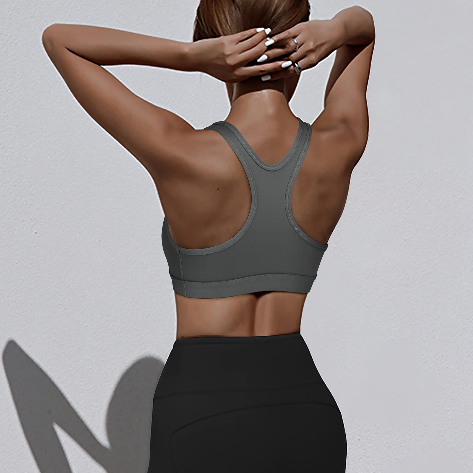 Women's Medium Impact Racerback Sports Bra - No Padding, Breathable Workout Top for Running, Yoga & Gym - 3-Pack