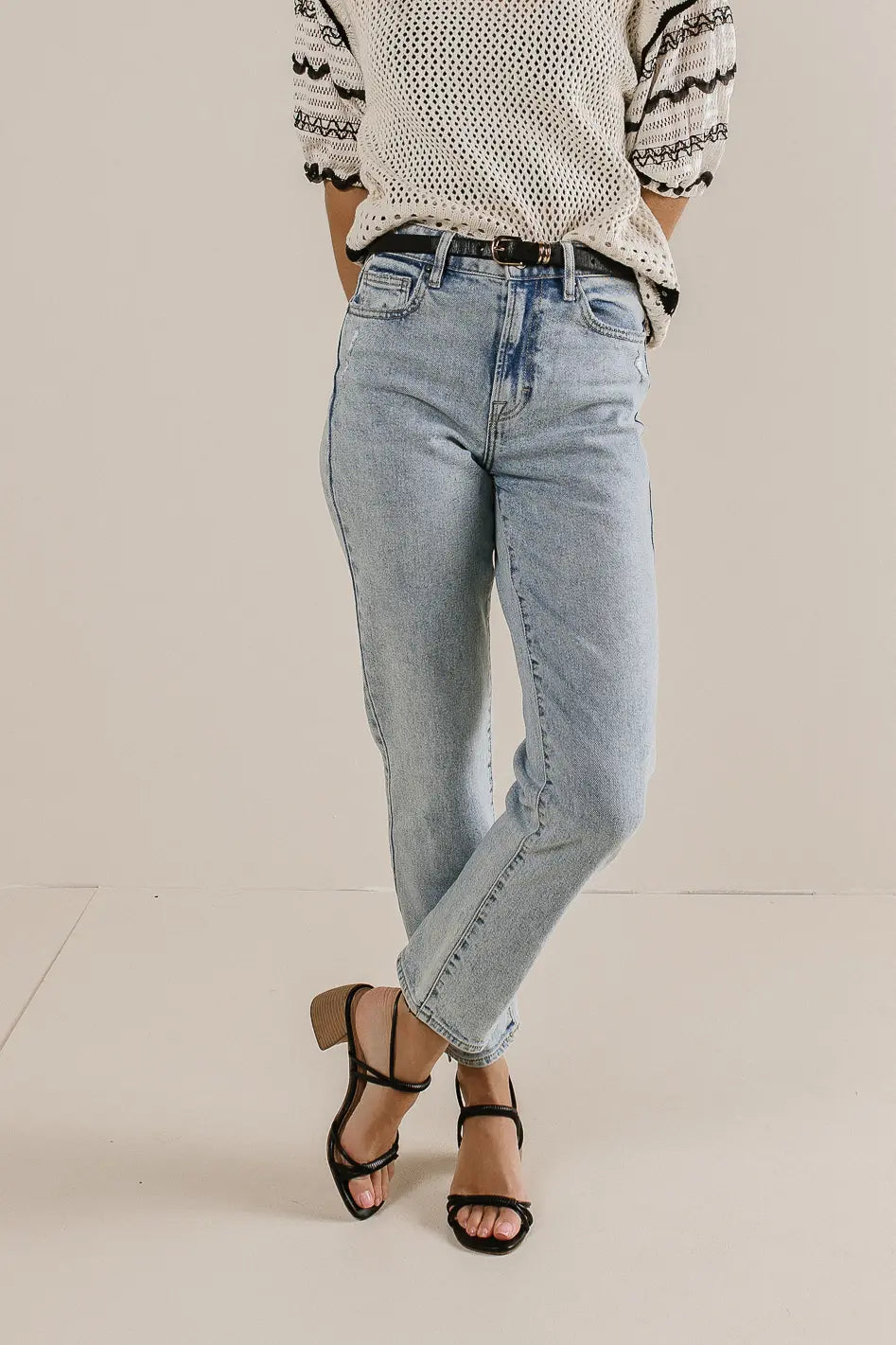 Georgia Straight Leg Jeans for Women - High Waist Denim Pants, Classic Blue Wash, Comfortable Stretch Fit - Perfect for Casual Wear, Office & Everyday Outfits