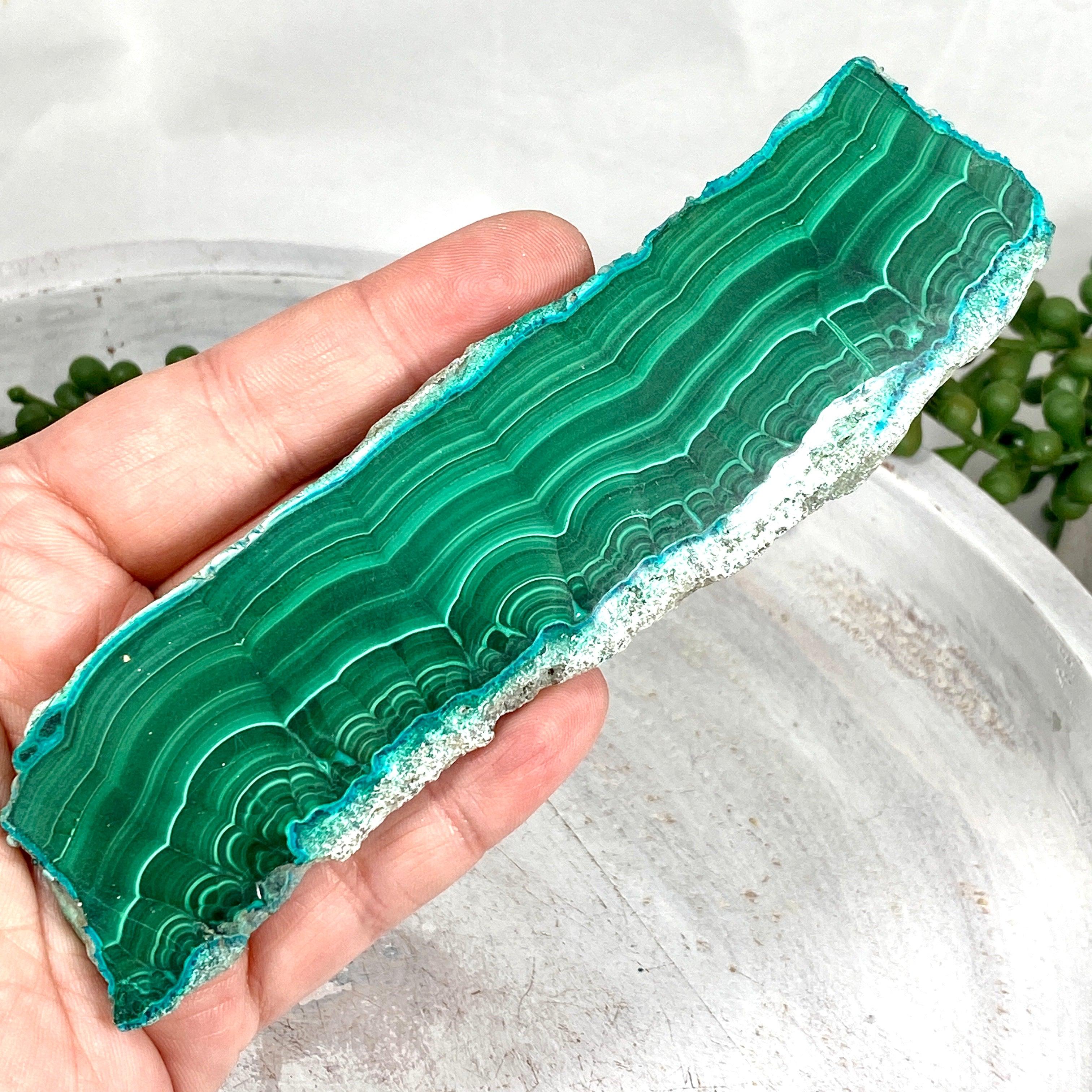 Natural Malachite Slice CR3537 - Handcrafted Gemstone for Jewelry Making, Home Decor & Healing Crystals - Perfect for DIY Crafts, Meditation & Gifts