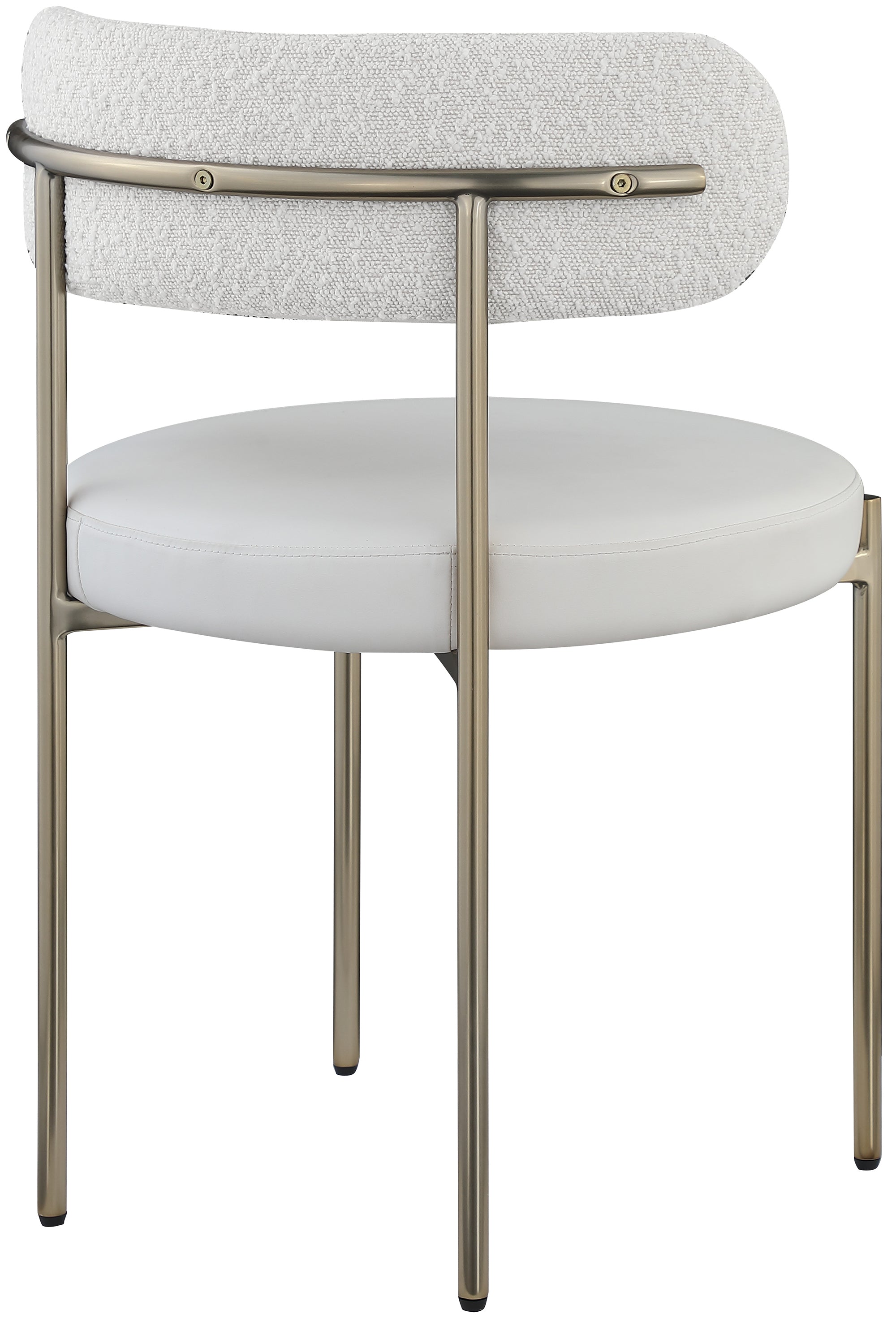 Vegan Leather & Boucle Fabric Dining Chair - Modern Comfortable Kitchen & Dining Room Seating for Home & Office Use
