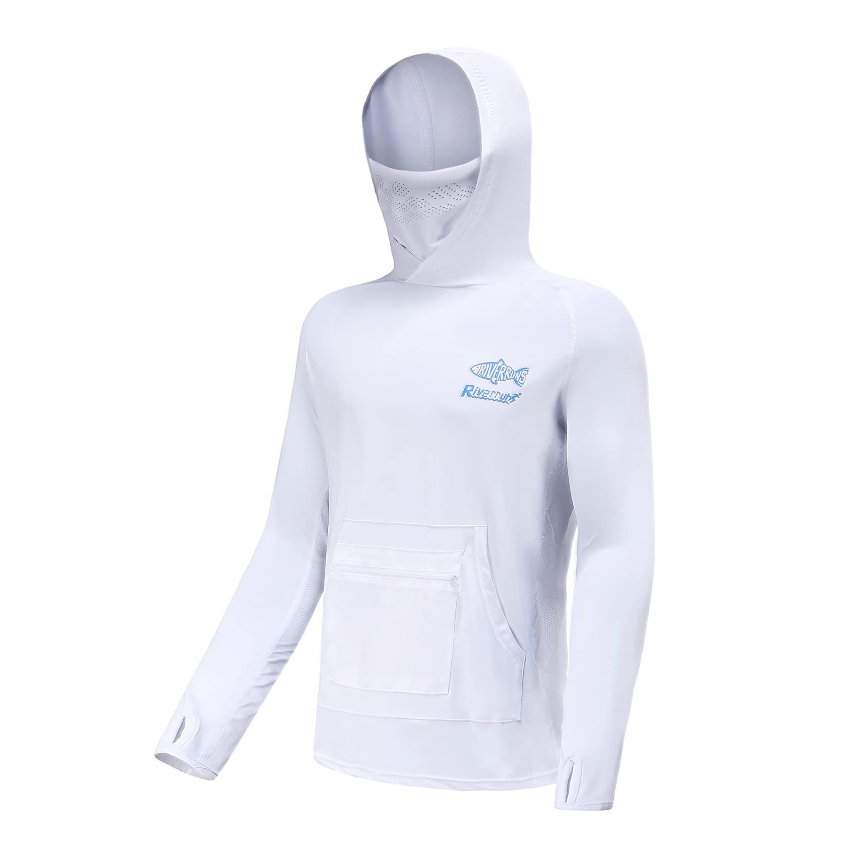 UPF 50+ Men's Fishing Hoodie with Sun Protection - Long Sleeve Quick Dry Hooded Shirt for Outdoor Fishing, Hiking & Water Sports
