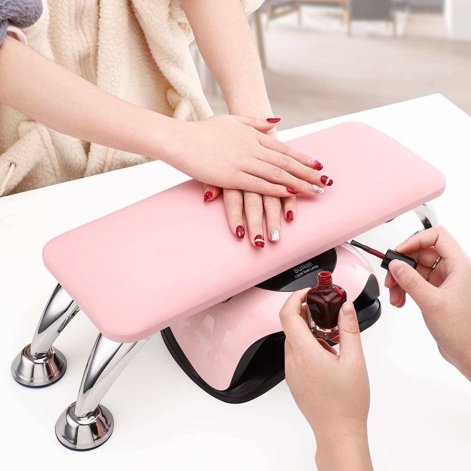 Genuine Leather Manicure Hand Rest Pillow - Comfortable Nail Care Cushion for Salon & Home Use
