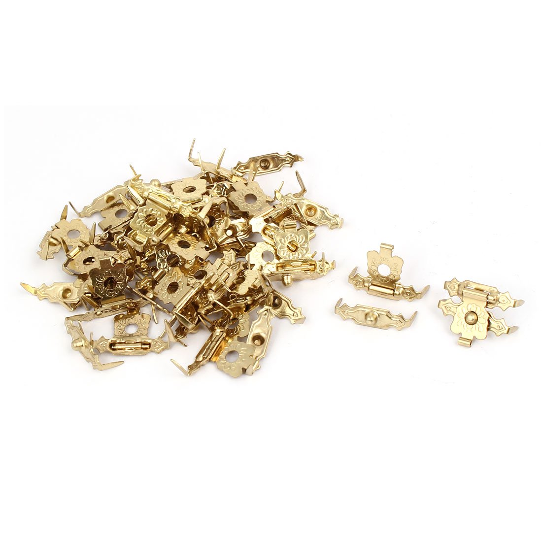 Aduom 30pcs Gold Tone Metal Hasp Hook Lock with Horn Latch - Secure Wooden Boxes, Chests & Cabinets - Durable Lid Catch for Home Storage, DIY Projects & Antique Furniture Protection