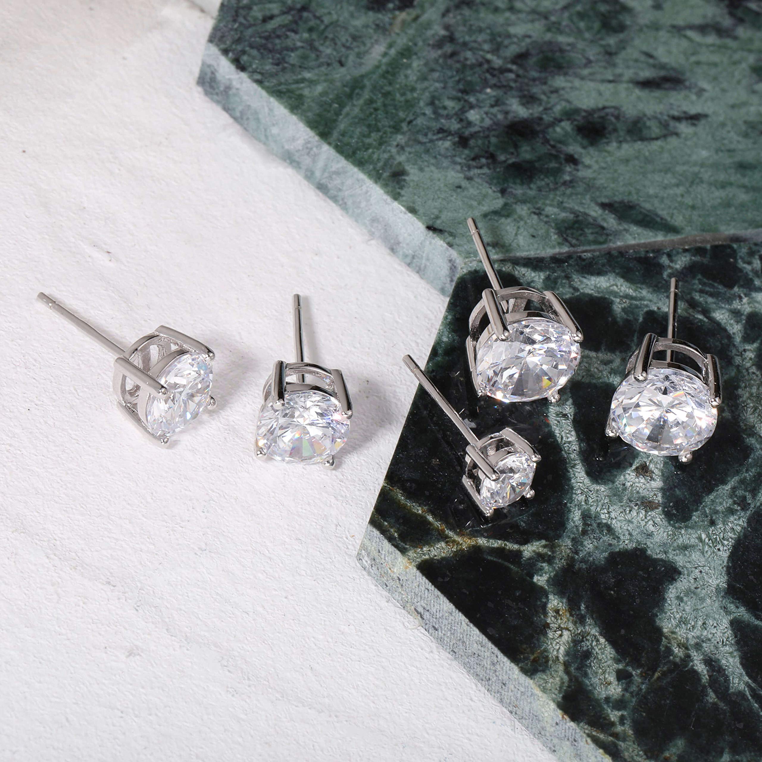 S.Leaf 1.5ct Cubic Zirconia Stud Earrings for Women - Hypoallergenic Sterling Silver Flat Back Earrings with Secure Locking Mechanism | Perfect for Weddings, Parties & Everyday Elegance