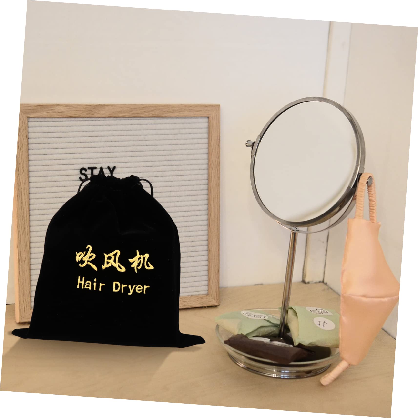KITANDOVE Hair Dryer Storage Bag - Travel Organizer Pouch for Blow Dryer, Black Flannel Drawstring Bag - Perfect for Home, Salon & Travel Accessories