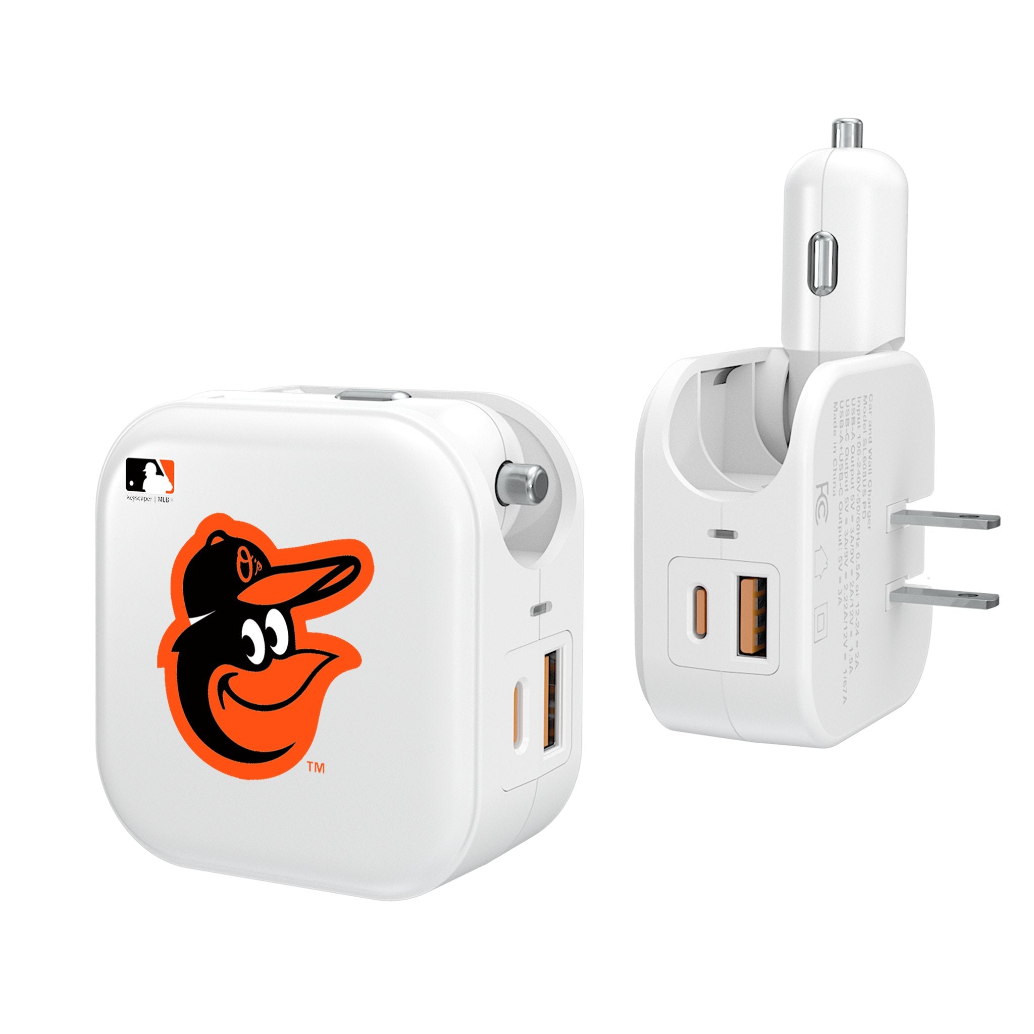 Baltimore Orioles 2-in-1 USB Charger - Dual Port Phone Charger for iPhone & Android - Perfect for Home, Office & Travel Accessories