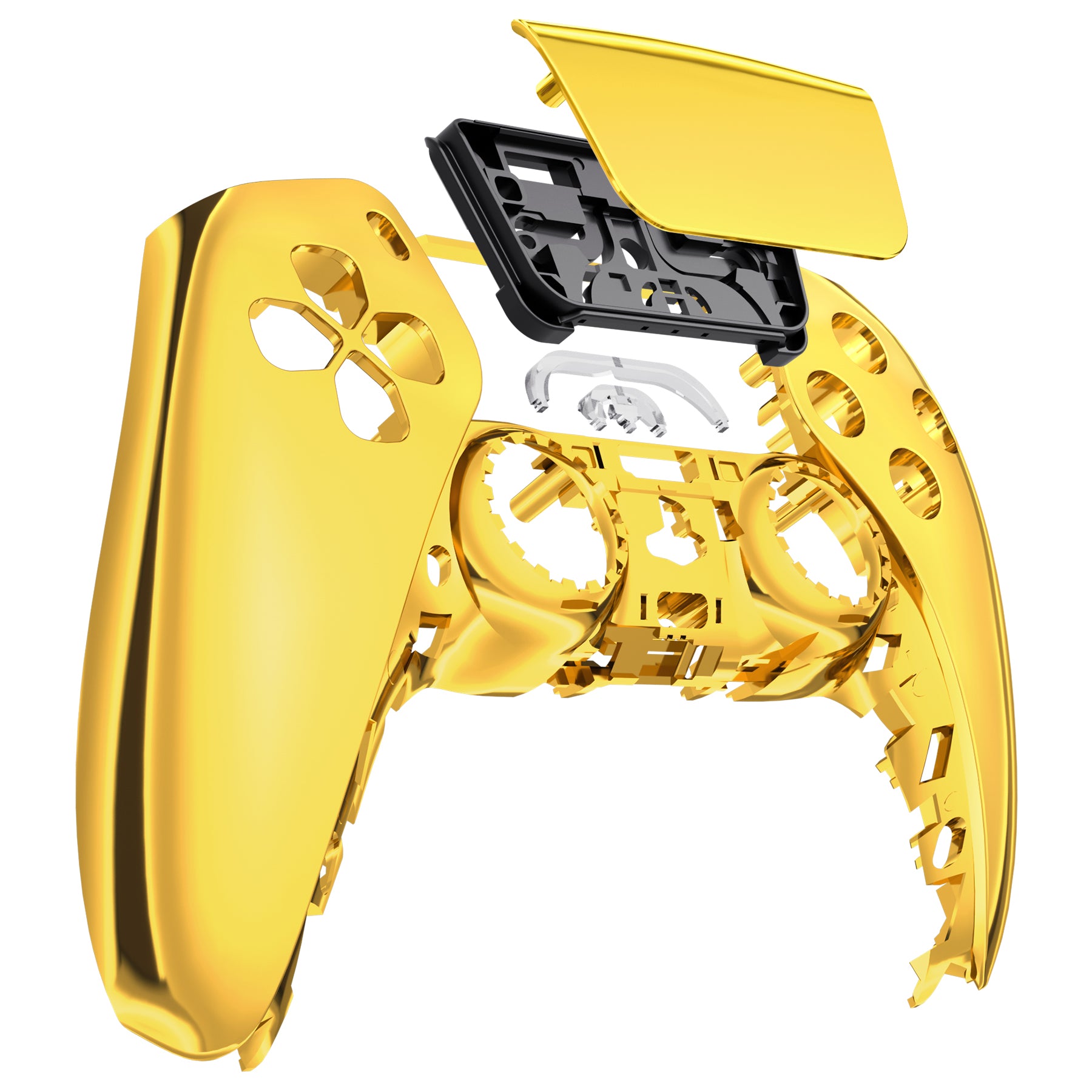 eXtremeRate Chrome Gold Touchpad Front Housing Shell for PS5 Controller BDM-010/020/030/040/050 - DIY Replacement Shell & Custom Touch Pad Cover (ZPFD4001G3) - Perfect for Gaming Enthusiasts & PS5 Controller Customization