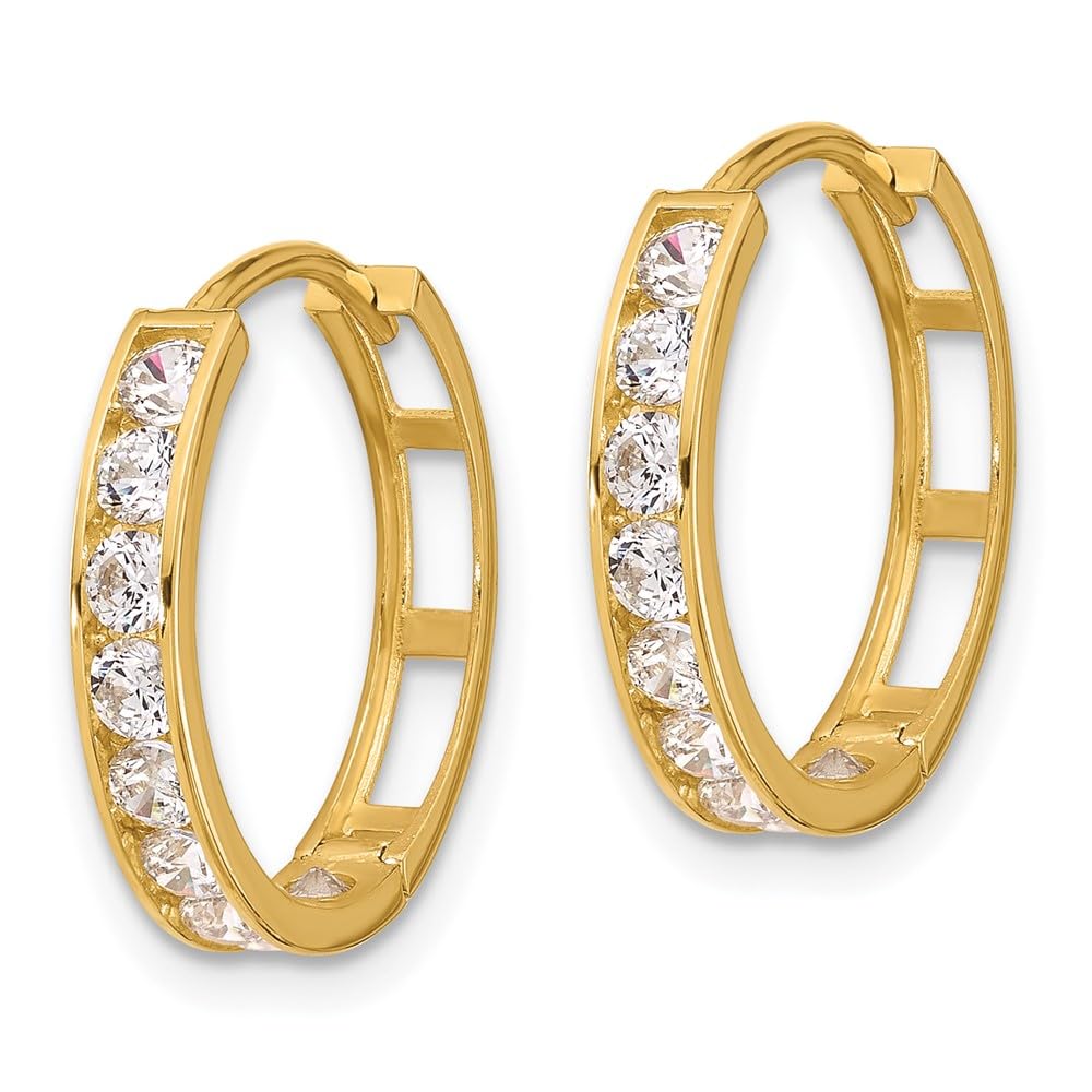 14K Gold CZ Hoop Earrings for Women - Elegant Gift for Her | Party & Wedding Jewelry