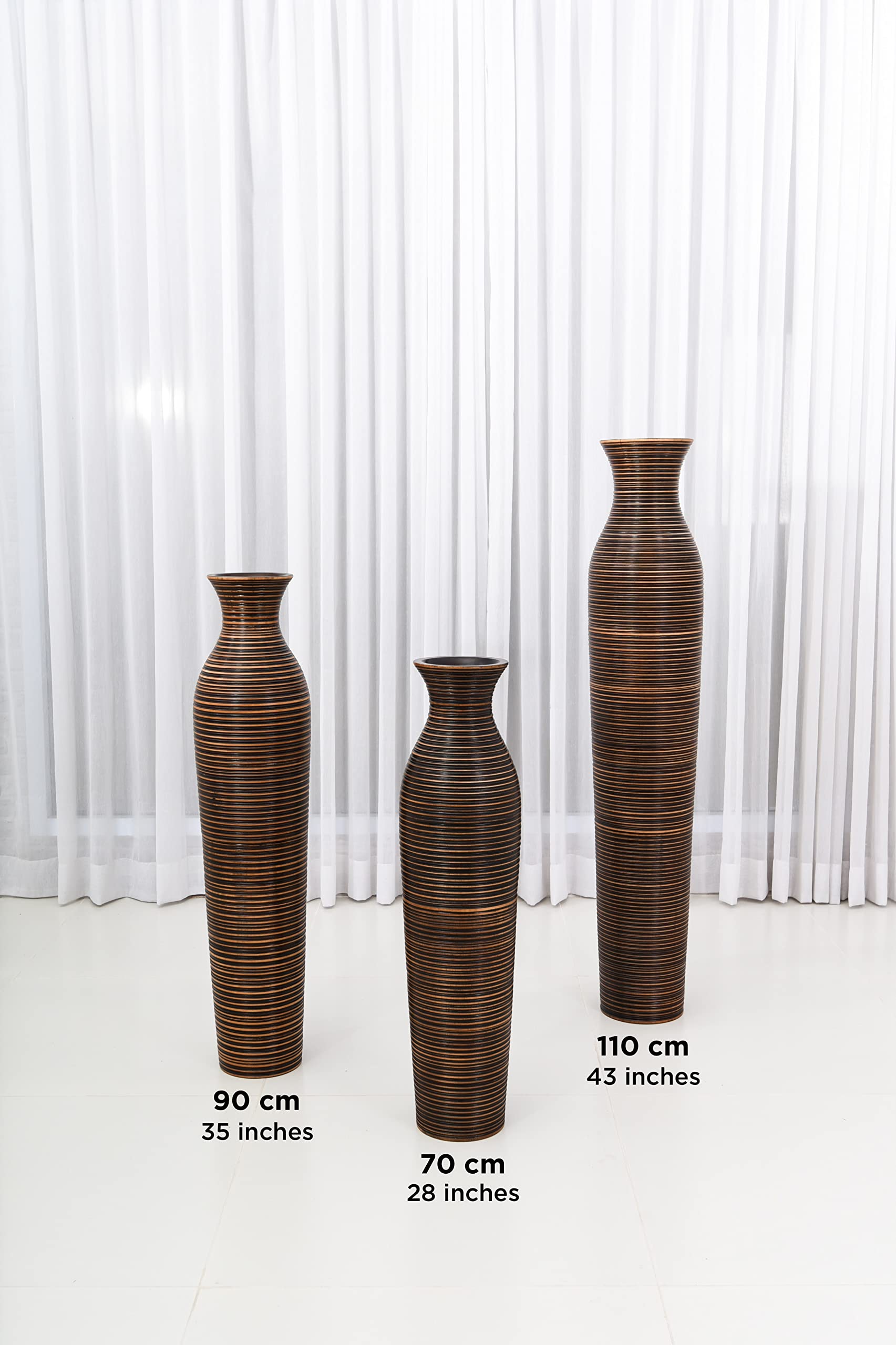 LEEWADEE 36 Inch Large Wooden Floor Vase - Handcrafted Brown Flower Holder for Decorative Branches, Dried Flowers & Home Decor - Perfect for Living Room, Entryway & Wedding Centerpiece Decorations