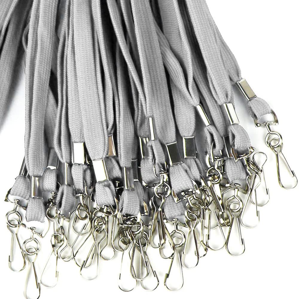 Durable Flat Lanyards with Swivel Hooks - 100 Pack for Badges & IDs