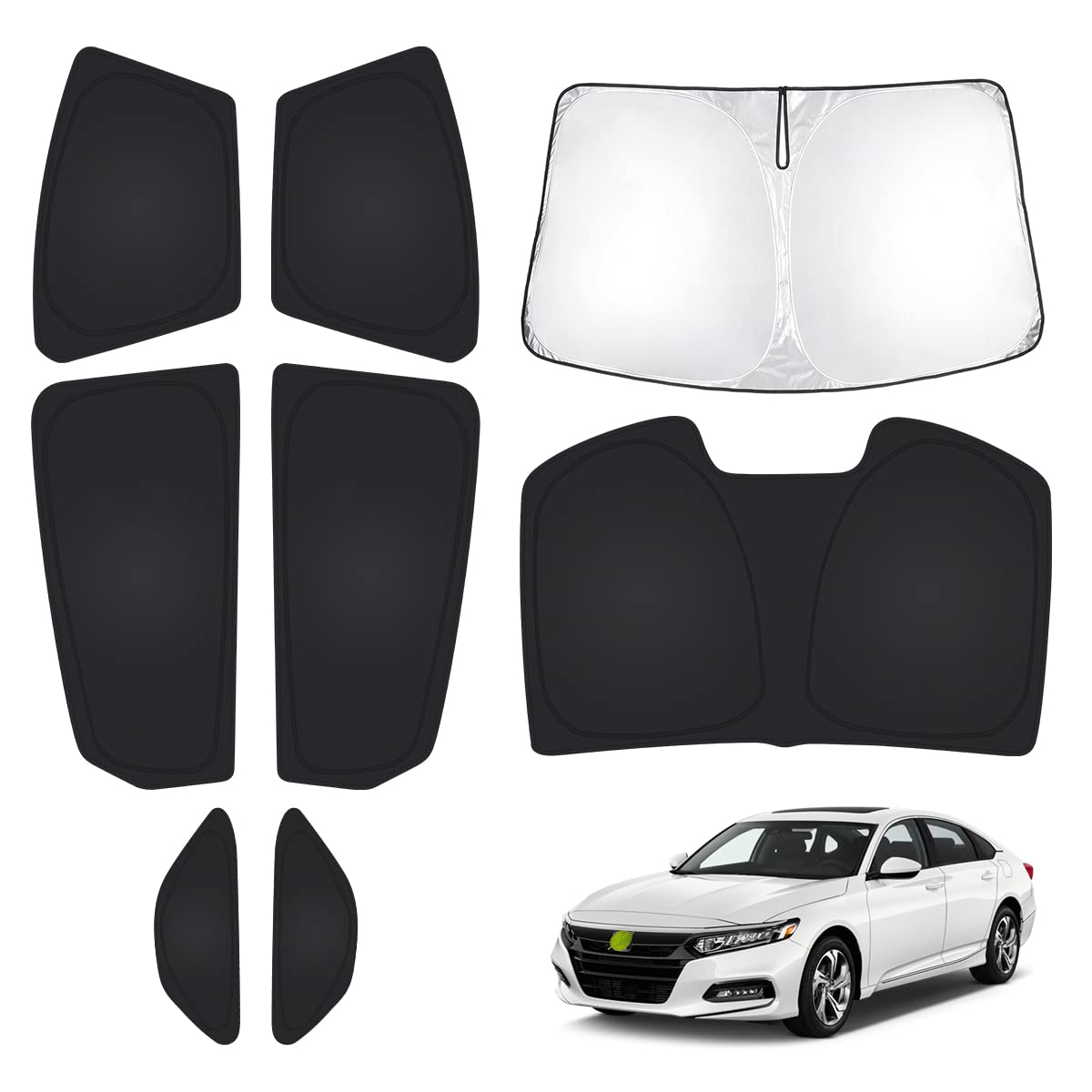T TGBROS Custom Fit Privacy Sunshade for 2018-2022 Honda Accord - Full Set Windshield & Window Shades (8PCS) | UV Protection & Heat Reduction | Foldable Car Accessories for Summer Driving & Parking