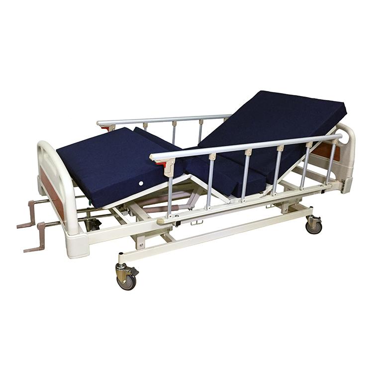3 Crank Manual Hospital Bed - Adjustable Home Care Bed for Elderly & Patients - Heavy Duty Steel Frame with Wheels - Ideal for Home Healthcare & Recovery Use