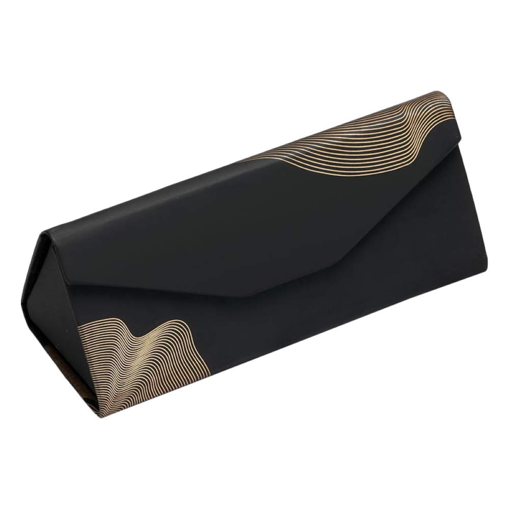 Foldable Glasses Case with Flip Cover - Annual Ring Print & Prism Design - Protective Eyeglass & Sunglasses Storage Box - Perfect for Travel, Home, and Office Use