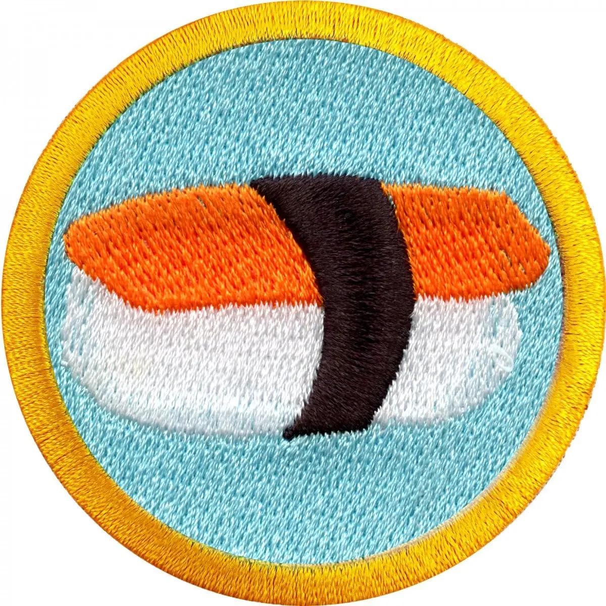 Wilderness Scout Sash Iron-On Embroidered Sushi Eating Badge Patch - Perfect for Outdoor Adventures, Camping & Scouting Activities