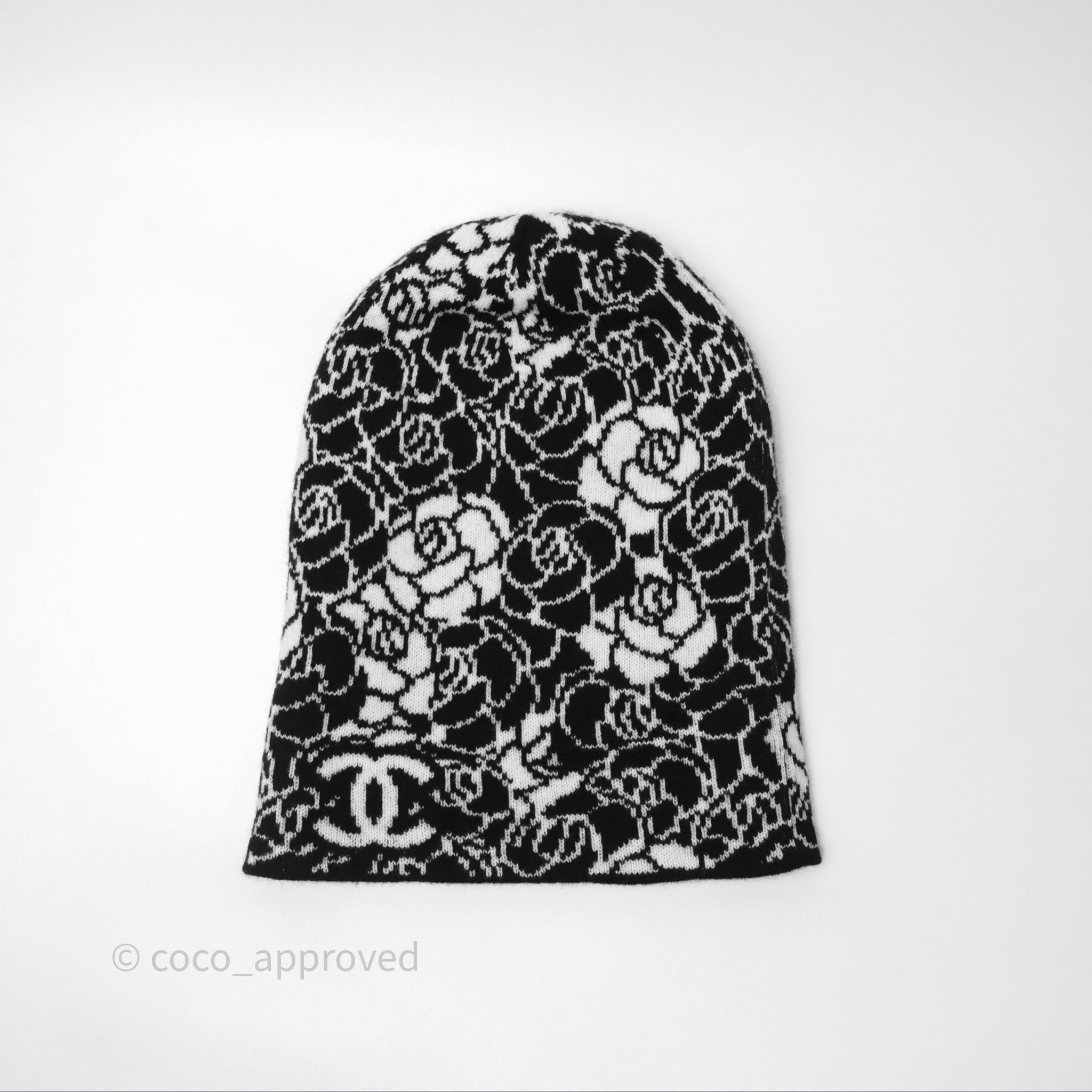 Chanel Cashmere Printed Knit Beanie Hat - Luxury Winter Warm Soft Unisex Fashion Accessory for Women & Men - Perfect for Skiing, Snowboarding & Cold Weather Outfits