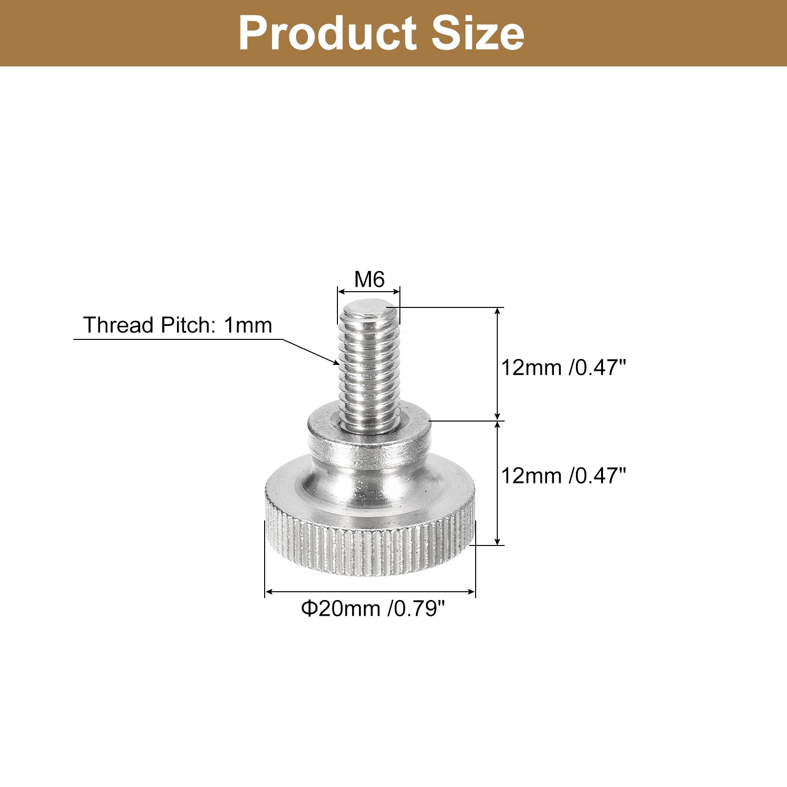 304 Stainless Steel M6x12mm Knurled Thumb Screws 5pcs - for DIY & Electronics