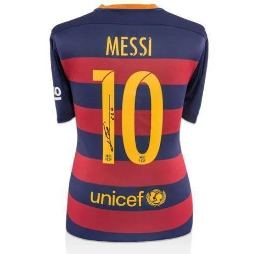 Authentic Lionel Messi Signed 2015-16 FC Barcelona Home Jersey with COA - Perfect for Soccer Fans, Collectors & Memorabilia Displays