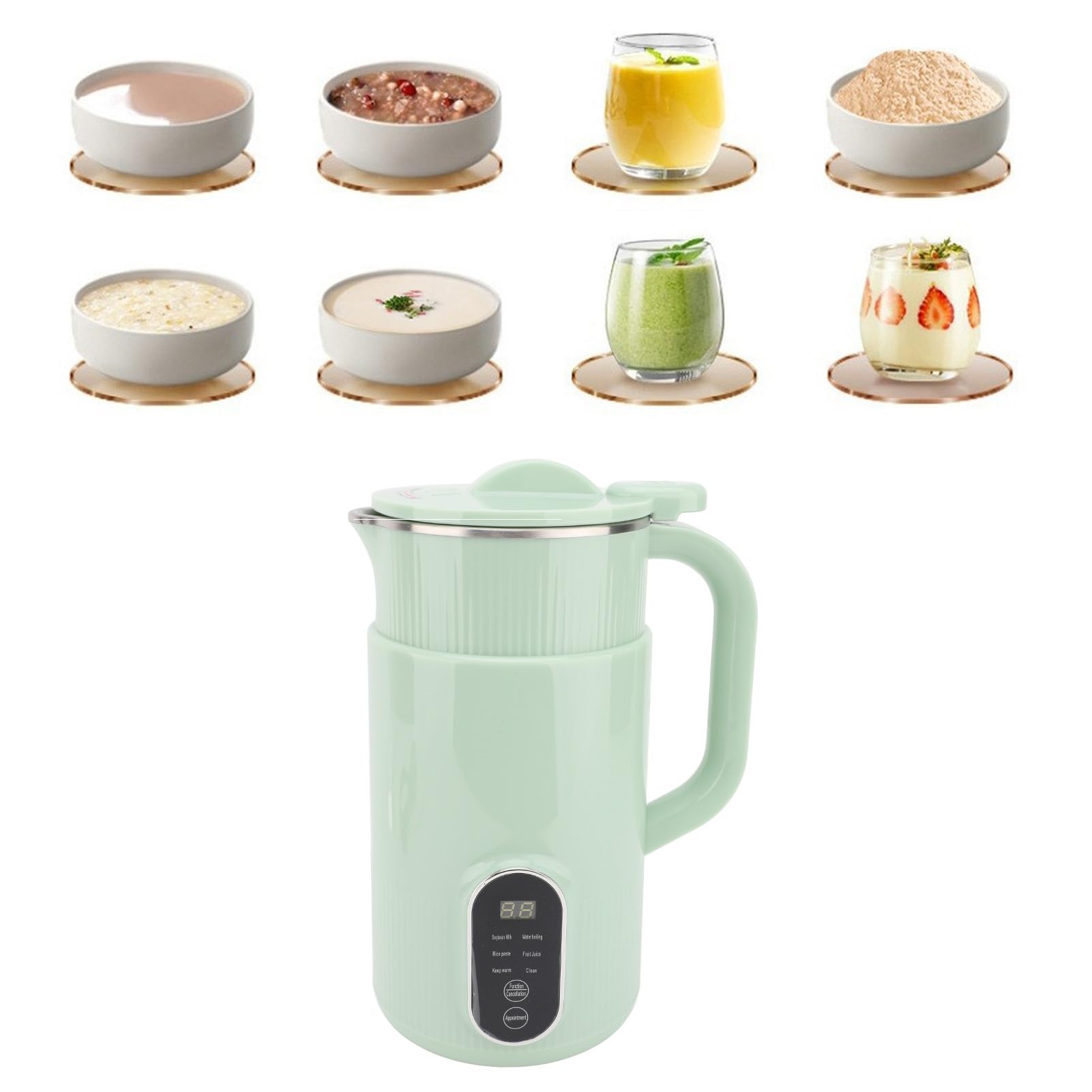 TOPINCN Soy Nut Milk Maker with Stainless Steel Blades - Fast Homemade Plant-Based Milk Machine for Smooth & Creamy Almond, Soy, Oat Drinks - Includes Filter Bags (Green) - Perfect for Vegan Breakfast, Healthy Snacks & Family Nutrition