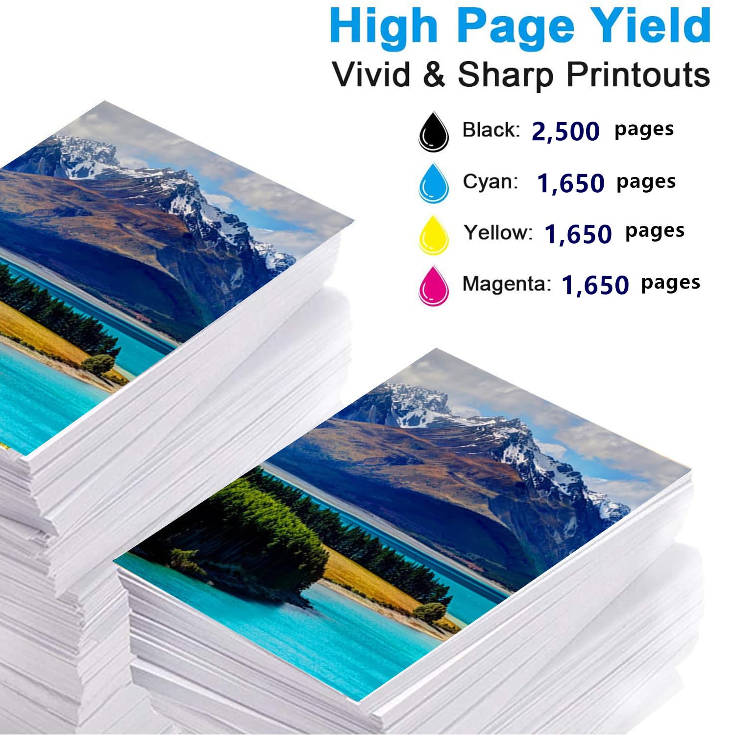 HP 936XL Ink Cartridges 4-Pack (BCMY) - Compatible with OfficeJet 9110/9120/9130/9730 Series for Home & Office Printing