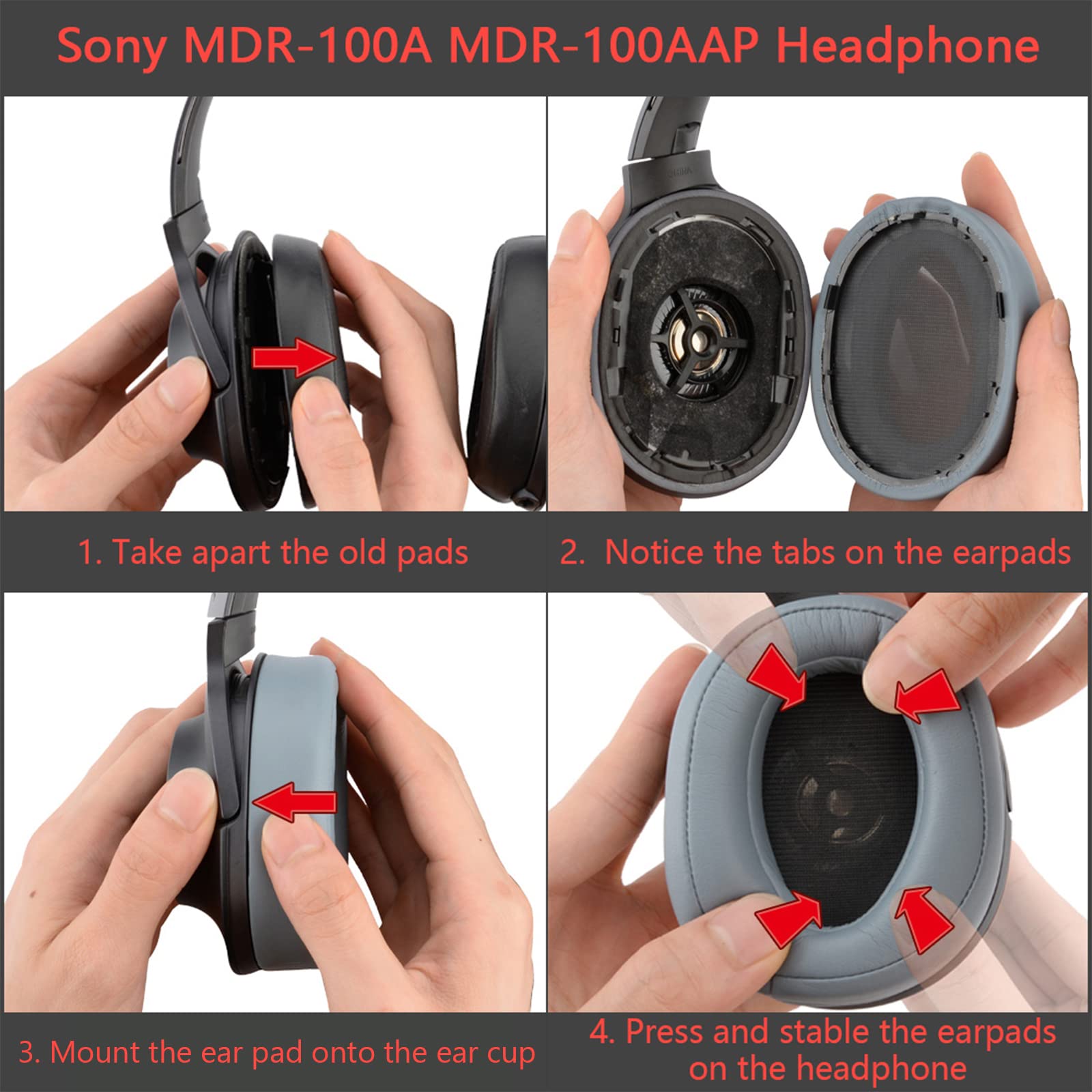 Geekria QuickFit Replacement Ear Pads for Sony MDR-100A MDR-100AAP MDR-H600A Headphones - Premium Memory Foam Ear Cushions, Noise-Isolating Earpads, Comfortable Ear Cups Cover (Blue Moon) - Perfect for Gaming, Music & Office Use
