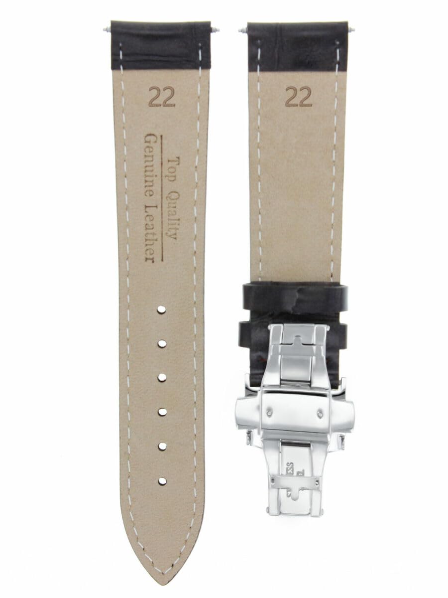 22mm Genuine Leather Watch Band Strap for Tissot Le Locle - Dark Brown with White Stitching | Replacement Watch Strap | Perfect for Business, Casual & Formal Occasions