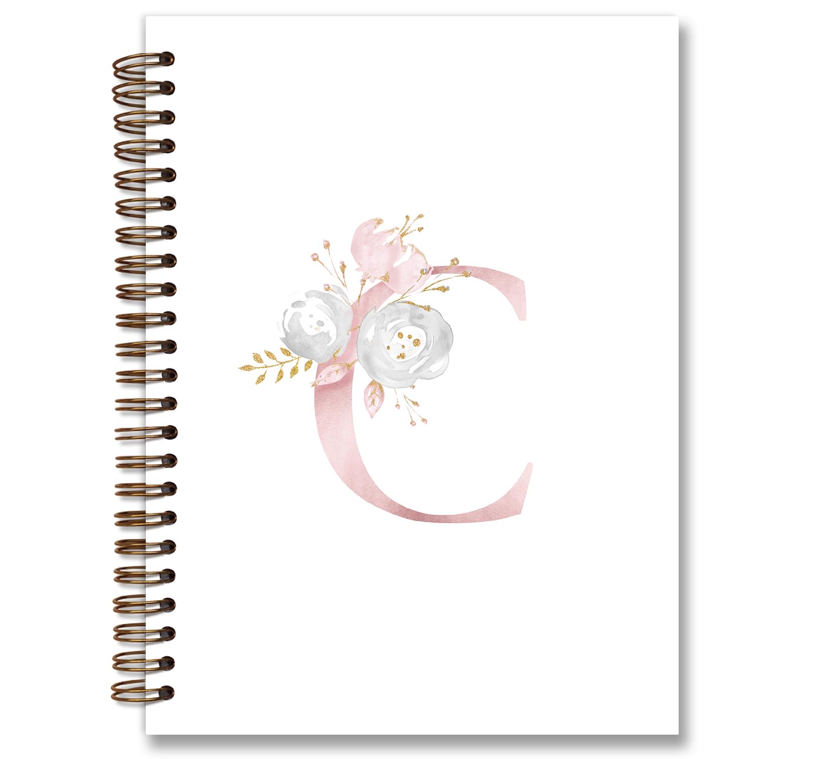 Coquette Initial C Journal - Personalized Spiral Notebook for Women & Teens, Trendy Preppy Pink Monogrammed Diary, College Ruled Hardcover 5.5