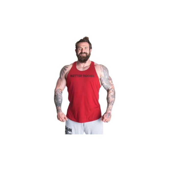 Better Bodies Logo Essential T-Back Workout Top in Chilli Red - Perfect for Yoga, Gym & Fitness Training