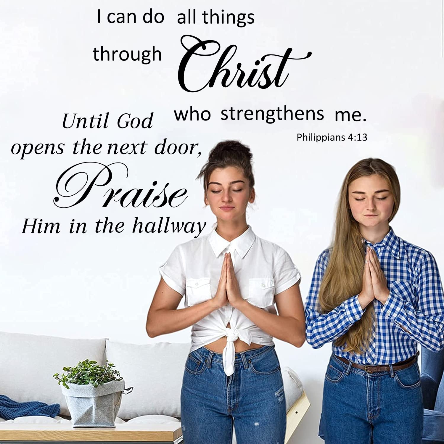 2 Sets Bible Verse Wall Decals - Vinyl Inspirational Quotes & Christian Scripture Decals - Motivational Religious Wall Decor for Home, Bedroom, Office - Perfect for Women, Family & Faith-Based Spaces