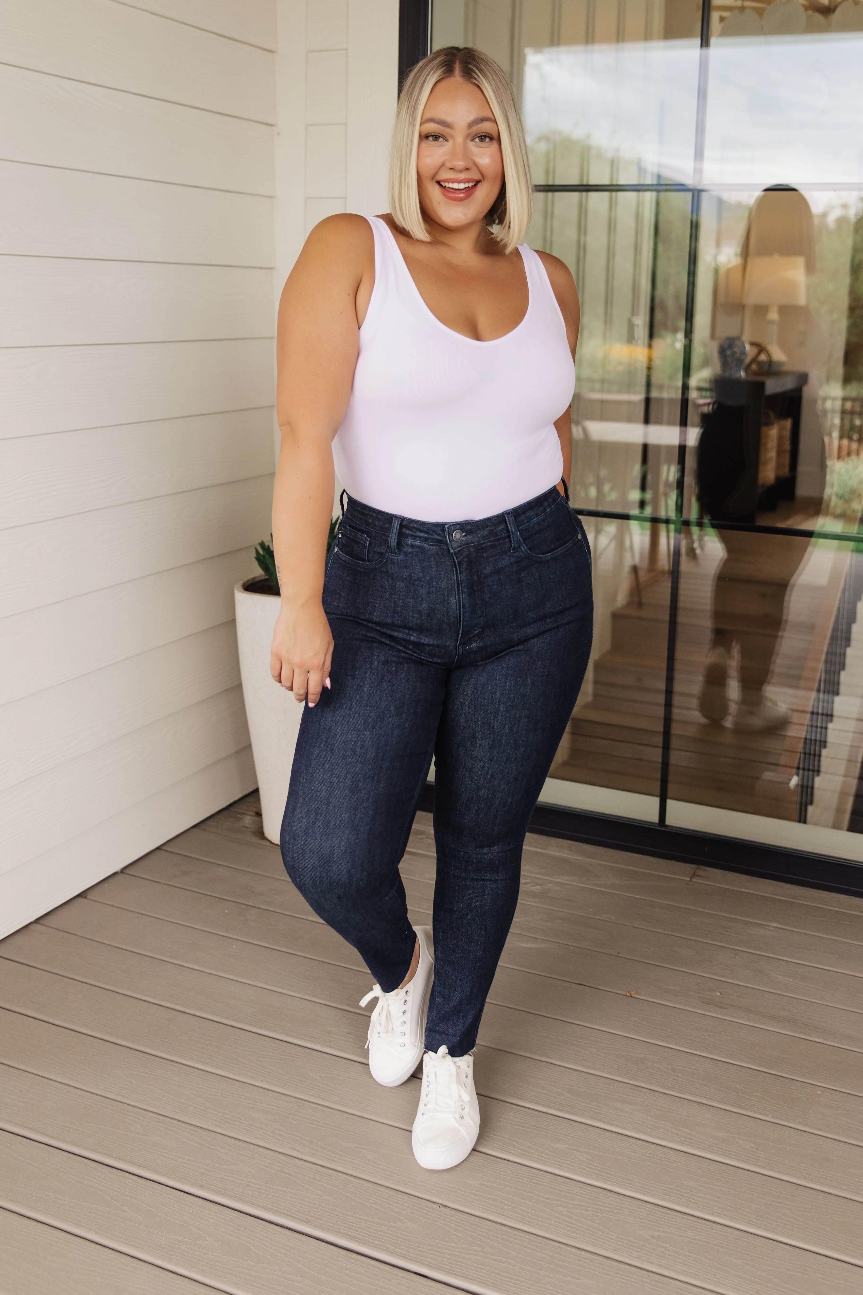 Constance High Rise Control Top Skinny Jeans for Women - Tummy Control Slim Fit Stretch Denim Pants - Perfect for Work, Date Night & Everyday Wear