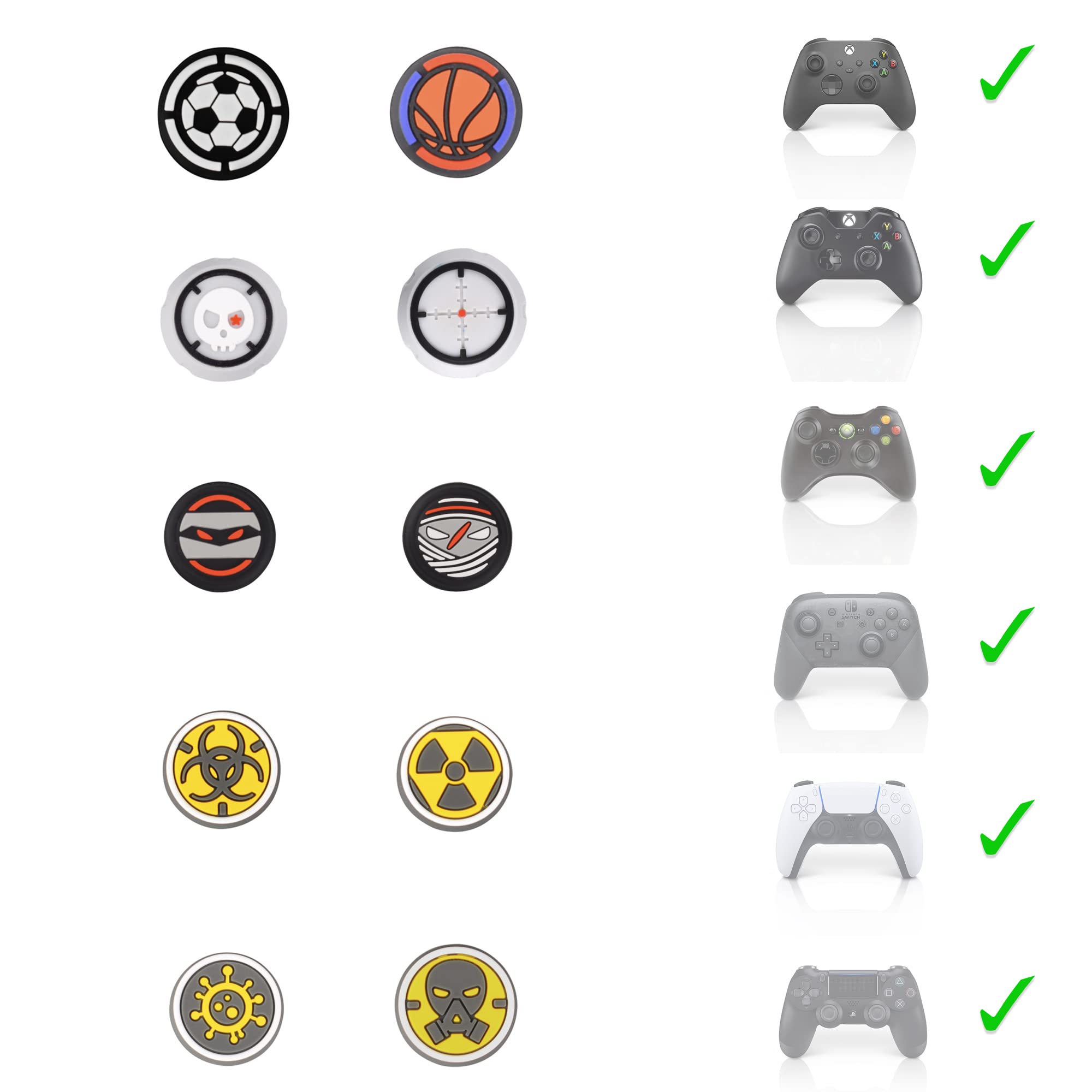 3D Thumbstick Grip Set for Xbox One/Series, PS4/PS5 & Nintendo Switch Pro Controllers - 4 Pack Aim Assist Caps with Enhanced Grip - Perfect for FPS Gaming, Racing & Long Gaming Sessions