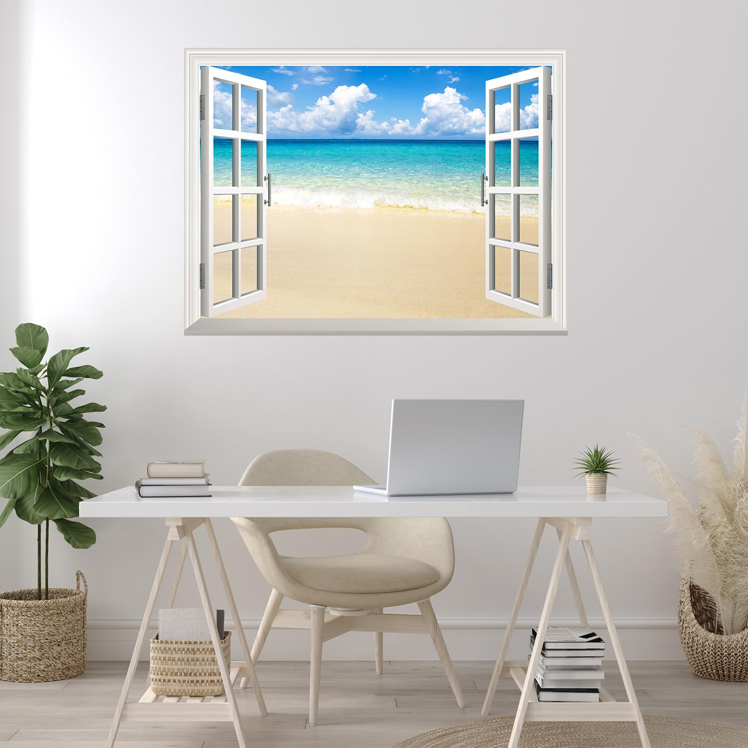 Wall26 Removable Wall Sticker & Mural - Tropical Beach Ocean View | 36x48 Inch Self-Adhesive Wall Decor for Living Room, Bedroom, Office | Easy Peel & Stick Design for Home & Commercial Spaces