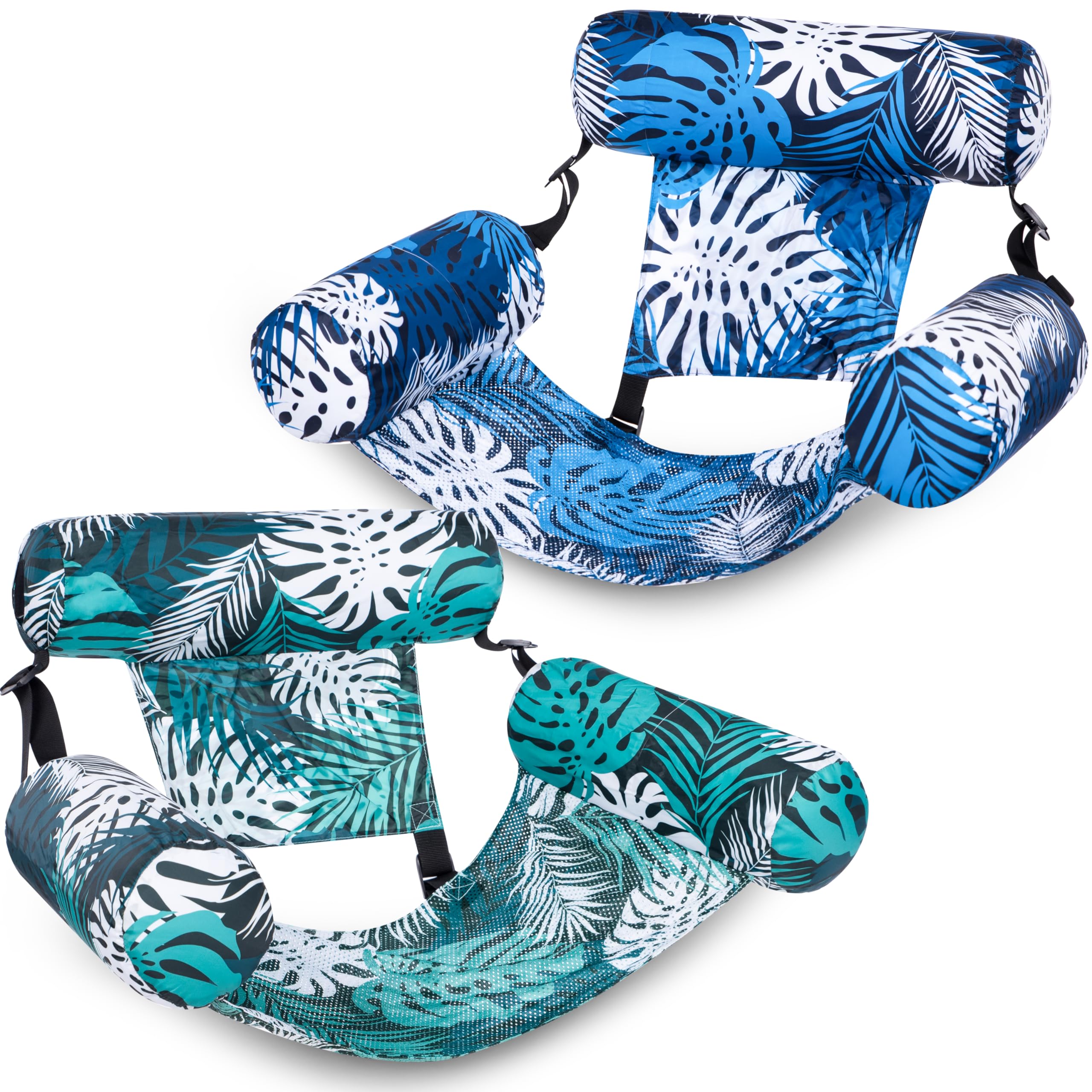 **SLOOSH 2-Pack Inflatable Pool Floats for Adults - Heavy Duty Floating Lounge Chairs with Pool Noodles for Summer, Beach, Lake & Pool Parties - Perfect for Relaxing, Sunbathing & Water Fun**