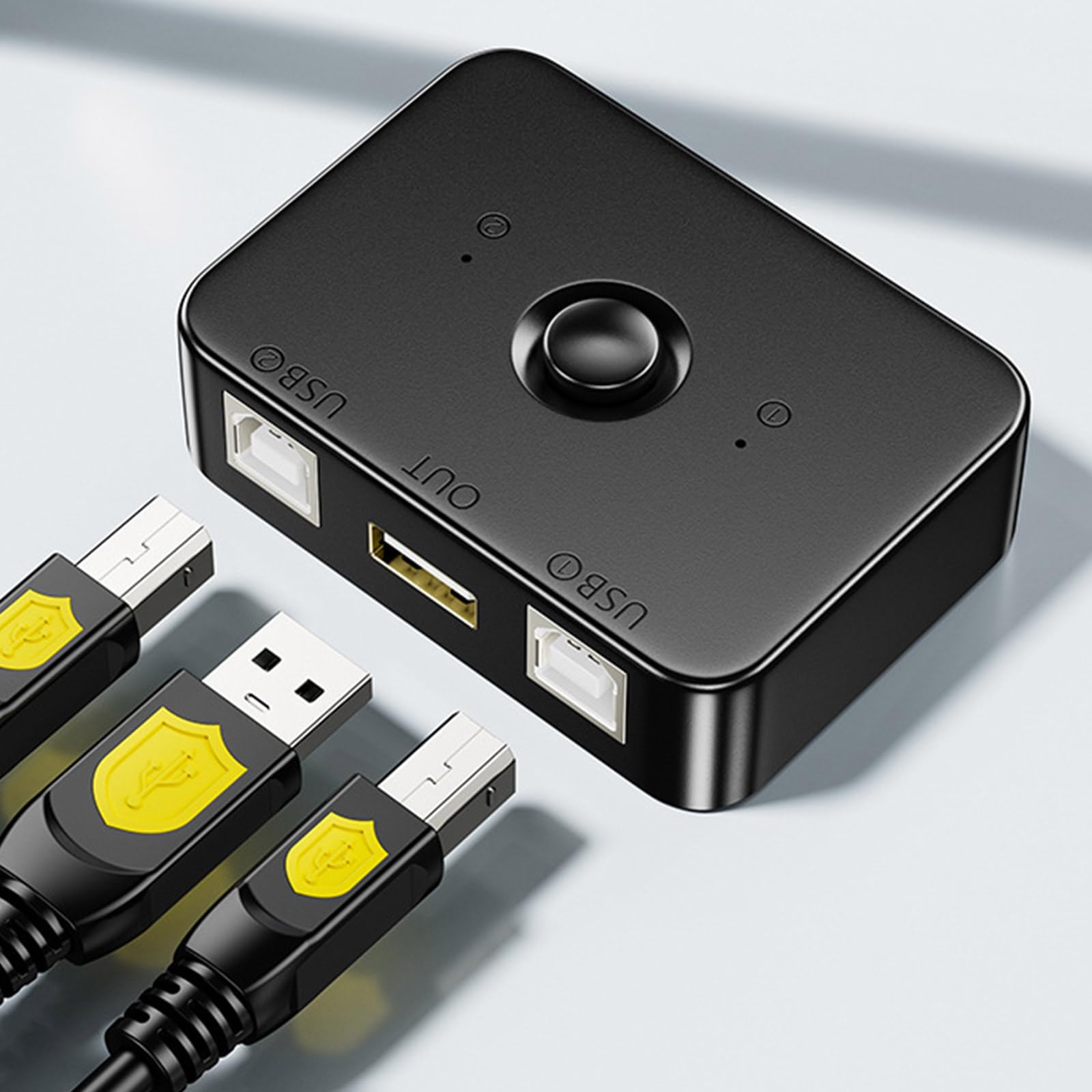 MLWSKERTY USB 2.0 Printer Sharing Hub - 4-Port USB Switch Selector Box for Multiple Computers, USB Power Adapter, Peripheral Sharing Device for Home/Office Use (Ideal for Printers, Scanners & External Drives)