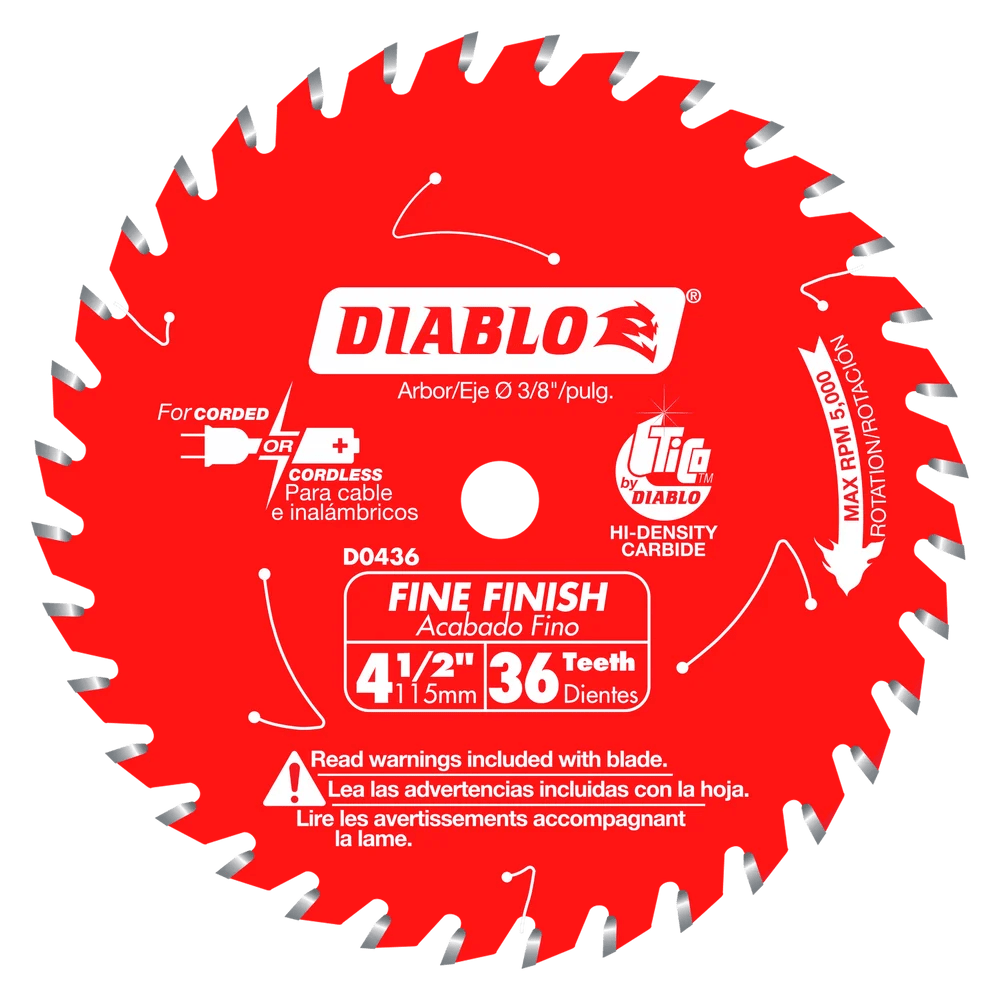 4 1/2 Inch 36-Tooth Fine Finish Circular Saw Blade - 15-Pack for Woodworking, Metal Cutting & DIY Projects