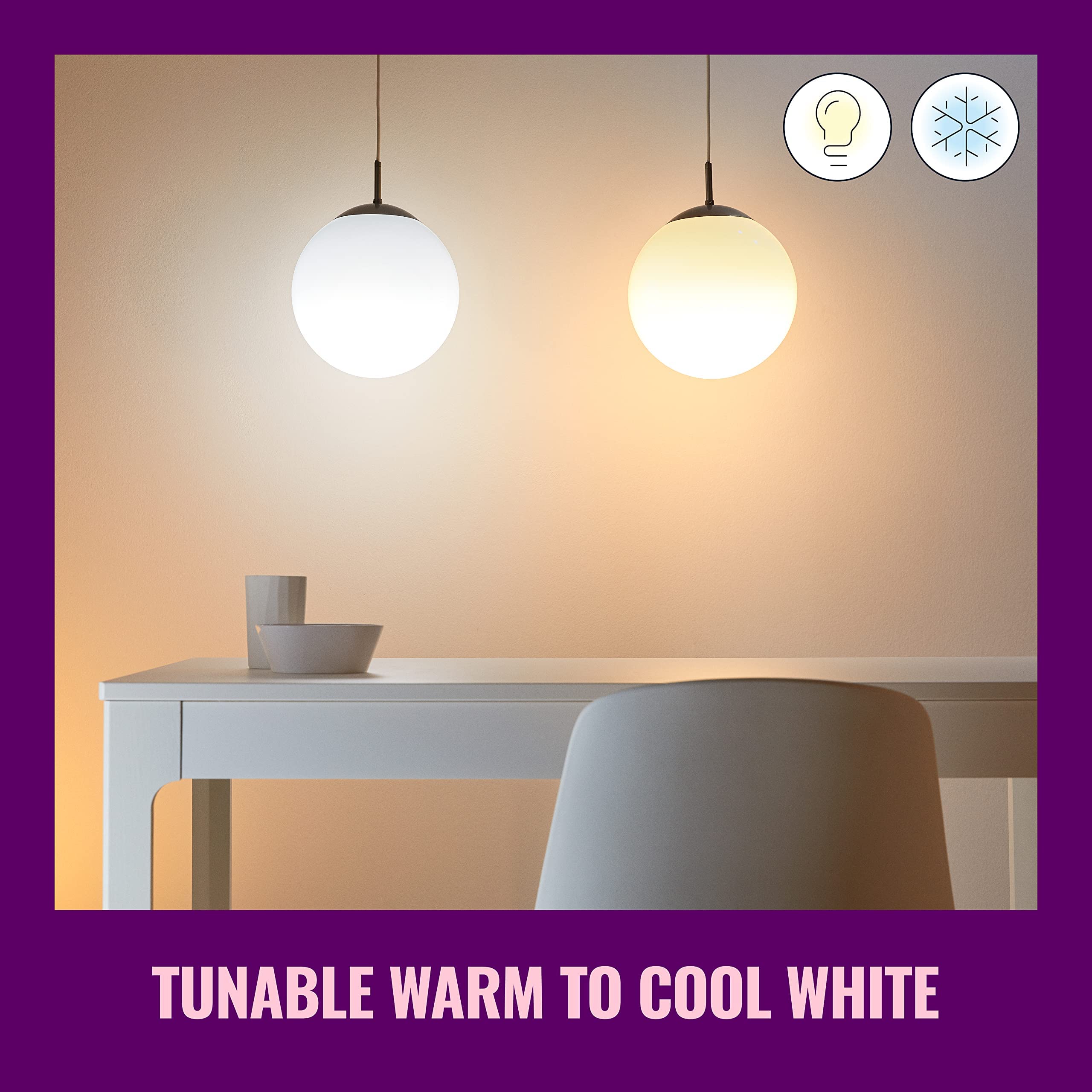 WiZ Clear 60W A19 Tunable White Smart LED Light Bulb (6-Pack) - E26 Base, WiFi & Matter Compatible - Voice & App Control with Motion Activation - Perfect for Bedroom, Living Room & Smart Home Lighting