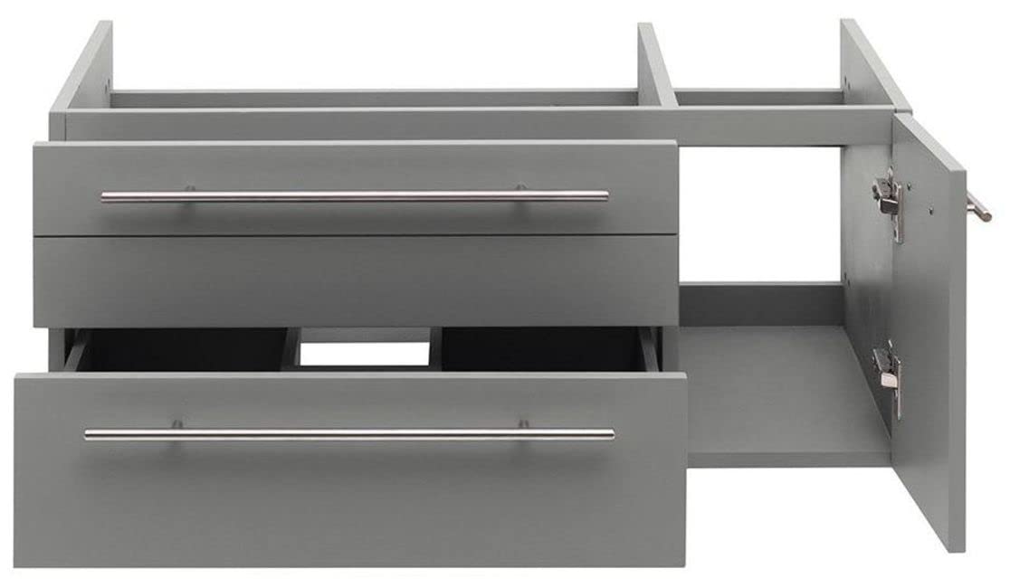 Fresca Lucera 36 Inch White Wall Mounted Vessel Sink Modern Bathroom Vanity - Left Side Cabinet Only (Sink Not Included) | Perfect for Small Bathrooms, Powder Rooms & Contemporary Home Decor