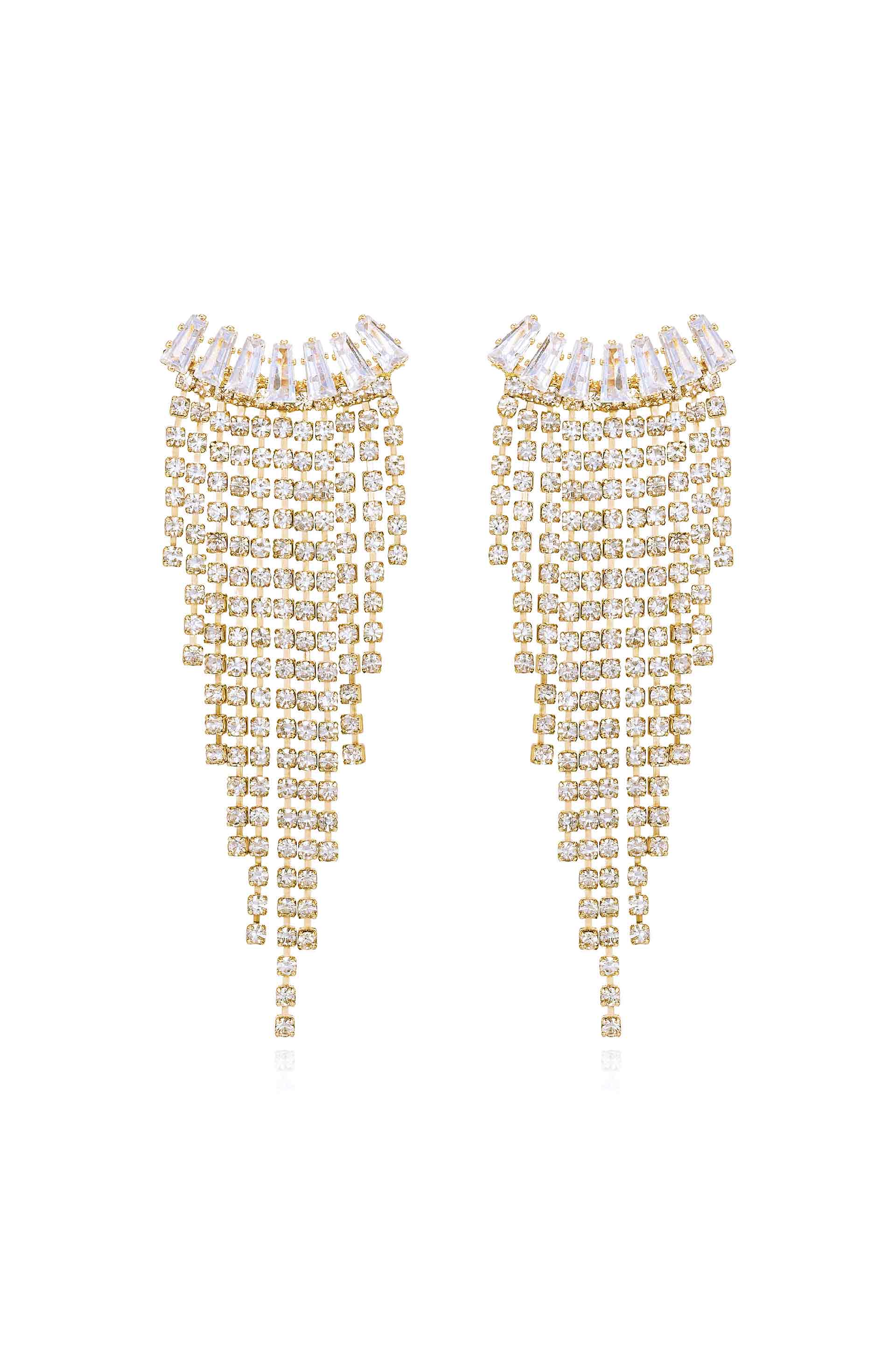 Angel Fringe Crystal Earrings for Women - Elegant Dangling Ear Jewelry for Party, Wedding & Special Occasions