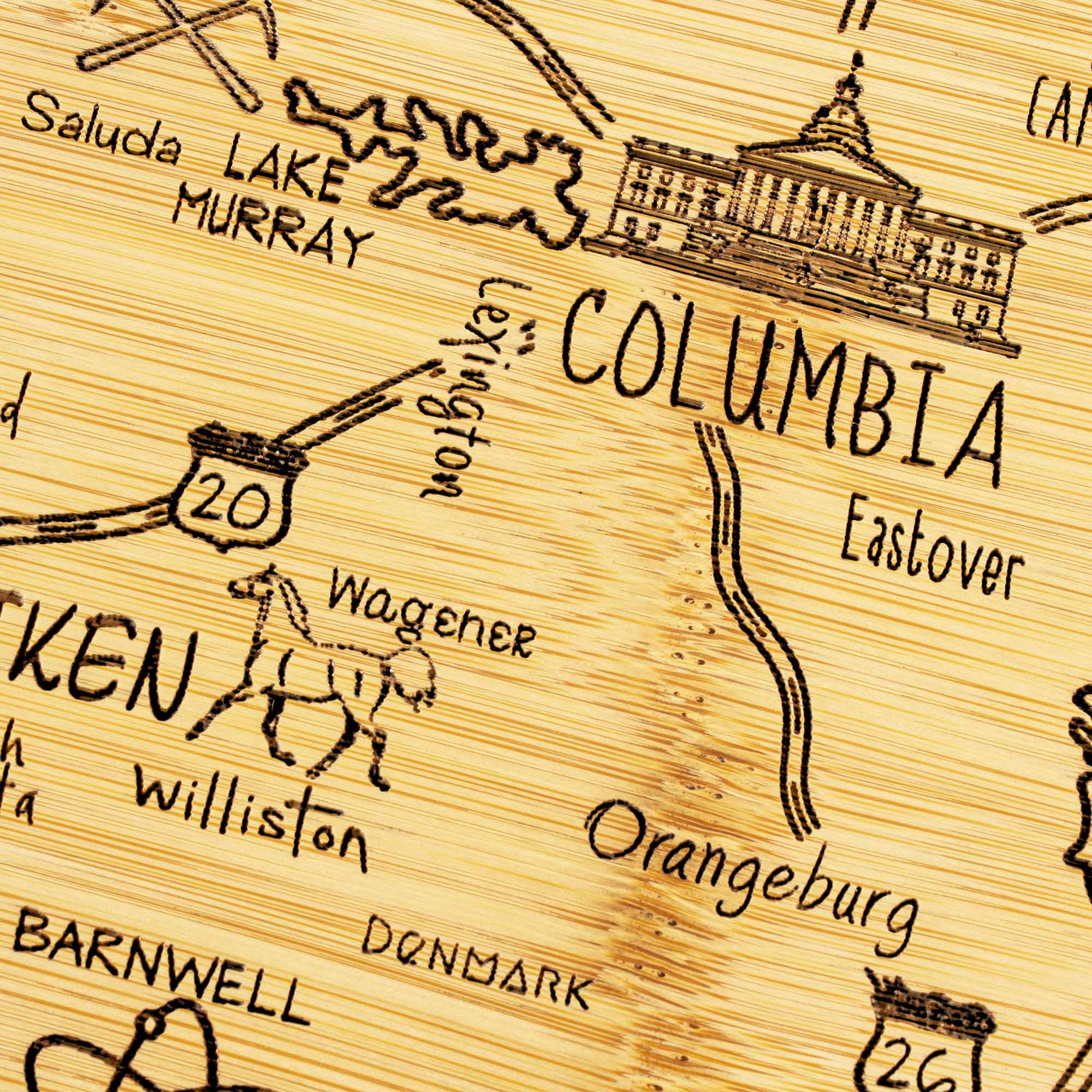 Premium 14 x 11.5 Inch South Carolina Themed Wooden Cutting Board - Perfect for Kitchen Prep, Charcuterie Boards & Home Decor
