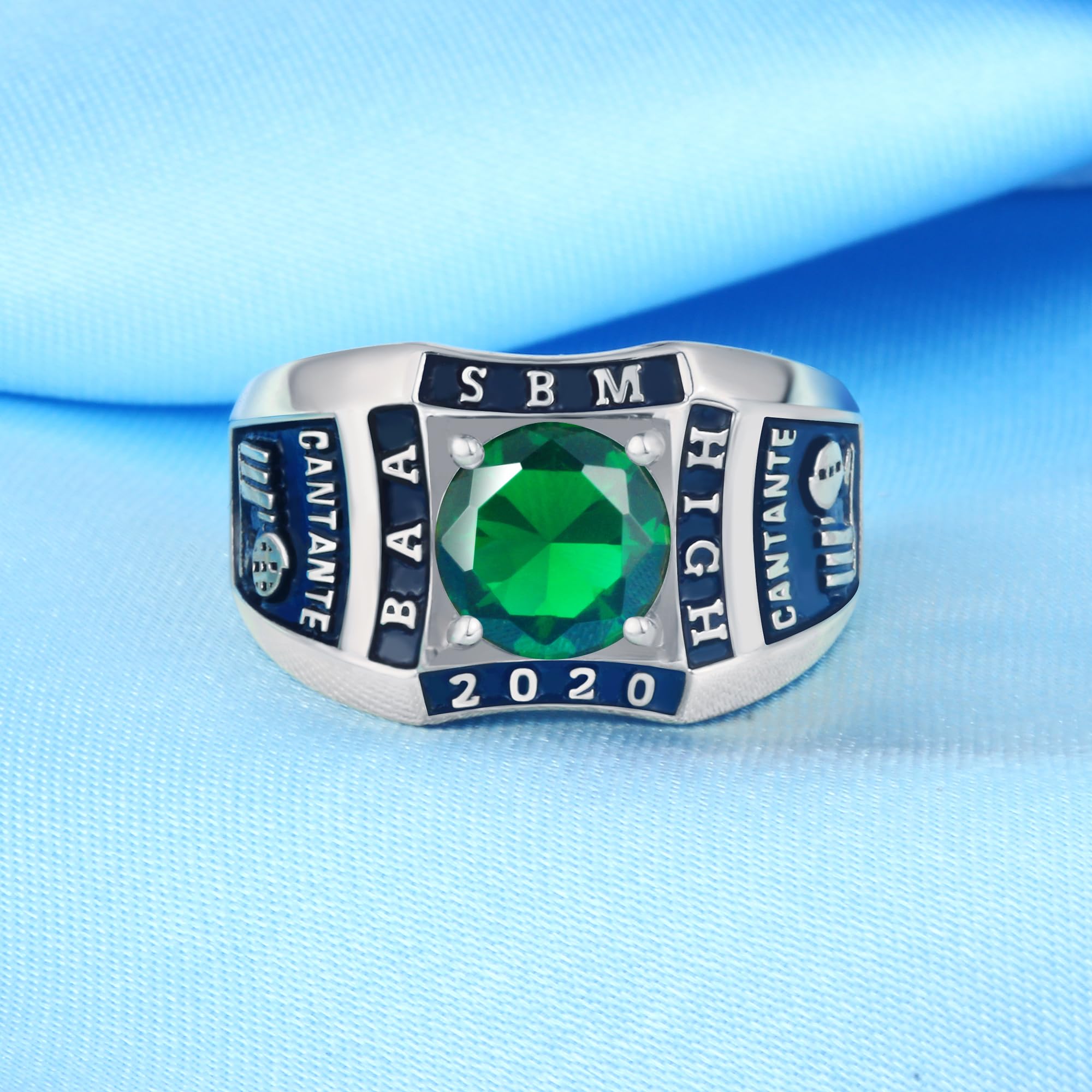 Personalized Women's Class Rings with Birthstone - Sterling Silver Graduation Rings for High School - Size 5-15 - 2024 Collection - Perfect for Graduation Gifts, School Spirit & Memory Keepsakes