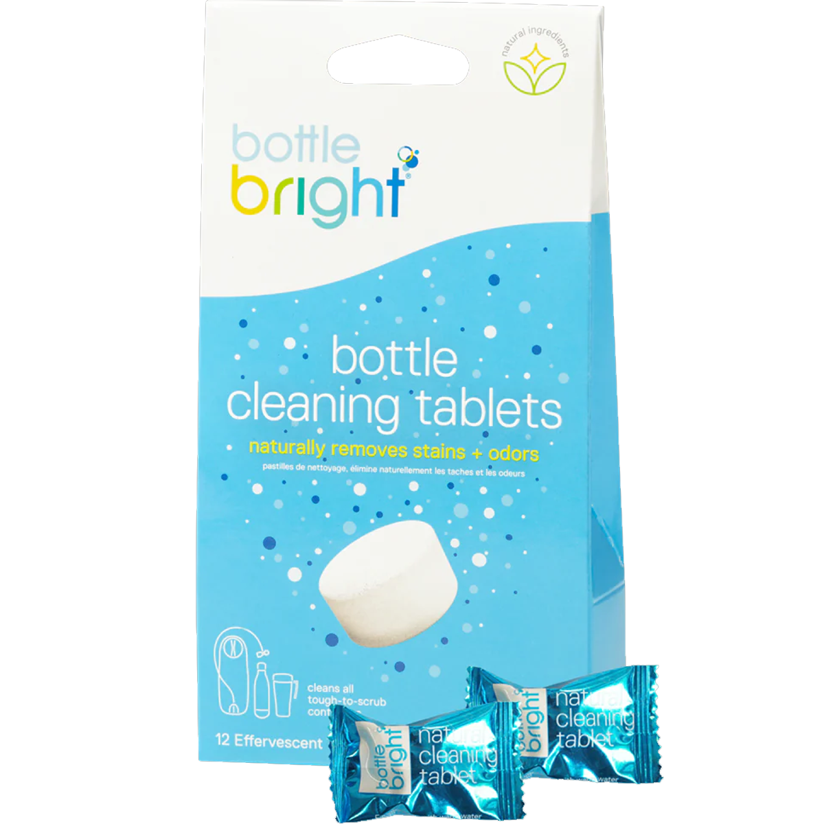 Bottle Bright - Stainless Steel Water Bottle Cleaner Tablets, 16 Count | Eco-Friendly, Non-Toxic Cleaning for Hydro Flasks, Yeti, Thermos | Perfect for Travel, Gym, Hiking & Outdoor Adventures