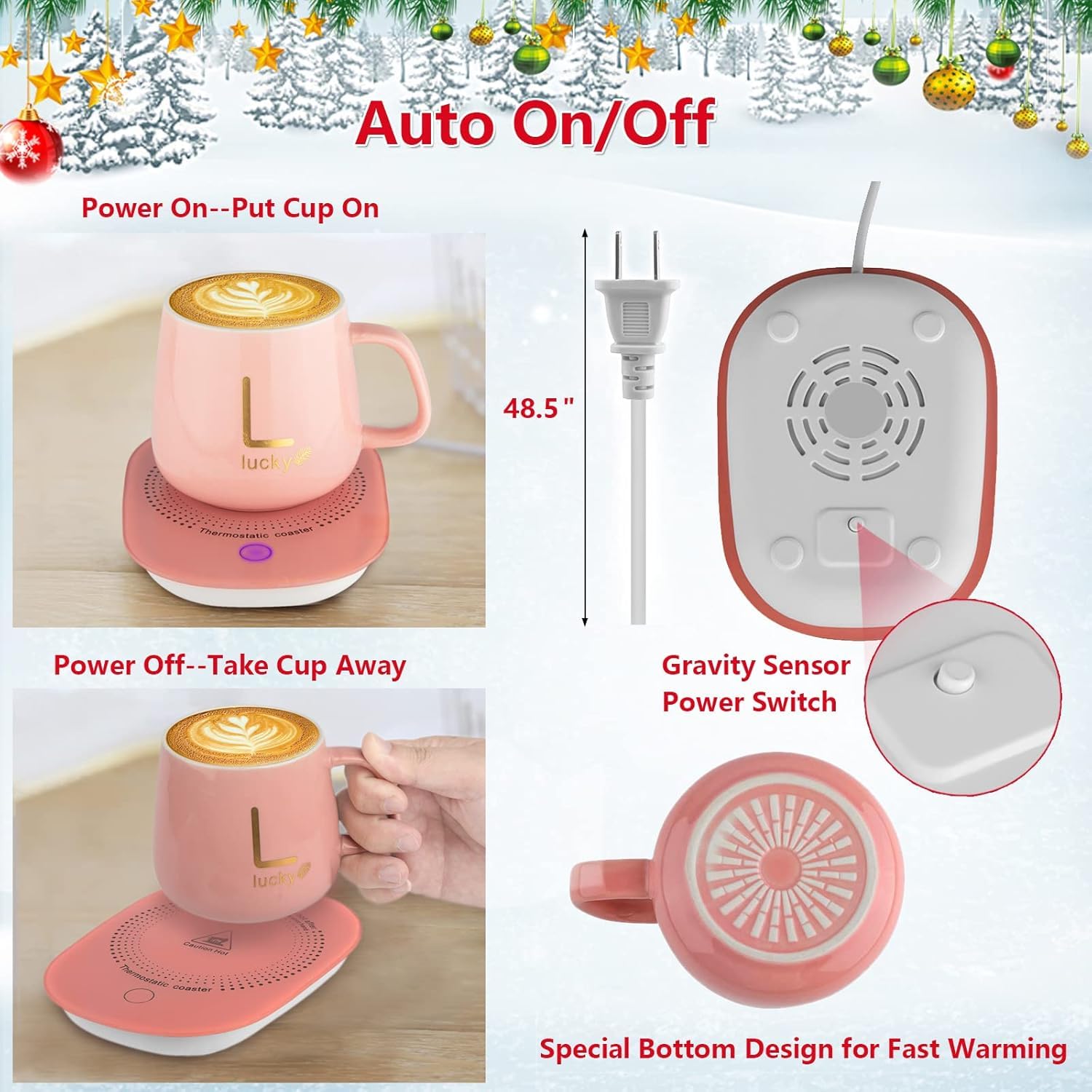 Electric Coffee Mug Warmer for Desk with Auto Shut Off - USB Cup Warmer for Coffee, Tea & Hot Drinks - Perfect for Home Office, Dorm & Workspace Use