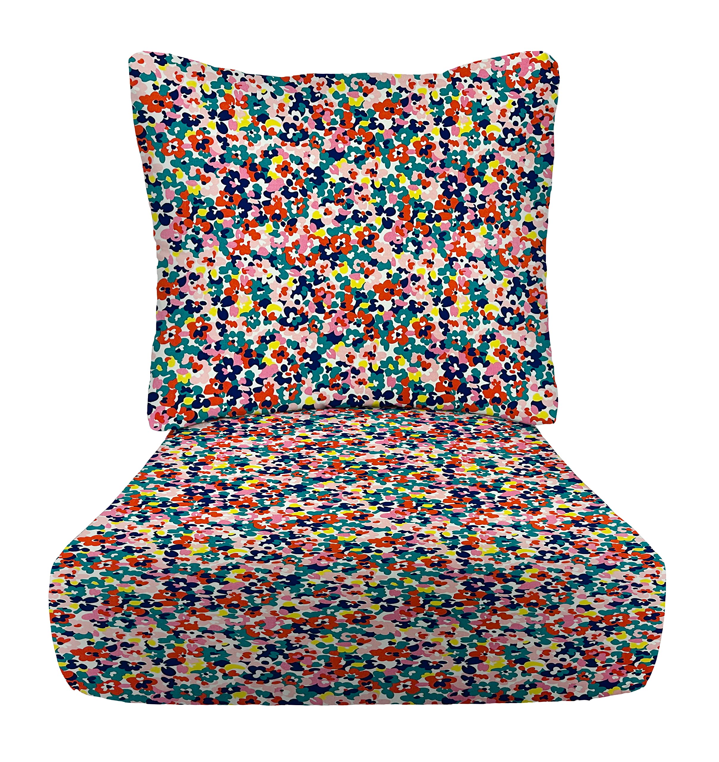 Deep Seating Cushion Set with Pillow Back - 24x27 Inch Waterproof & Fade-Resistant Outdoor Chair Cushions for Patio Furniture - Cranston Multi-Color Floral Pattern - Perfect for Garden, Deck, Poolside & Backyard Relaxation