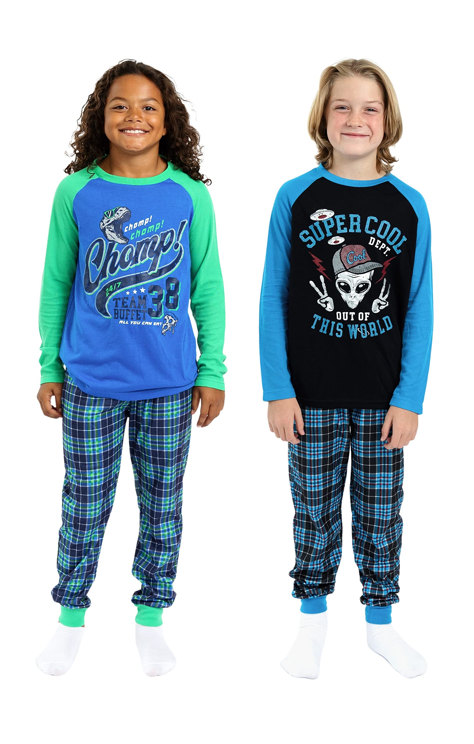 Boys' 4-Piece Pajama Set - Long Sleeve Sleep Shirts & Soft Pajama Pants for Cozy Nights | Perfect for Sleepovers, Bedtime & Winter Comfort