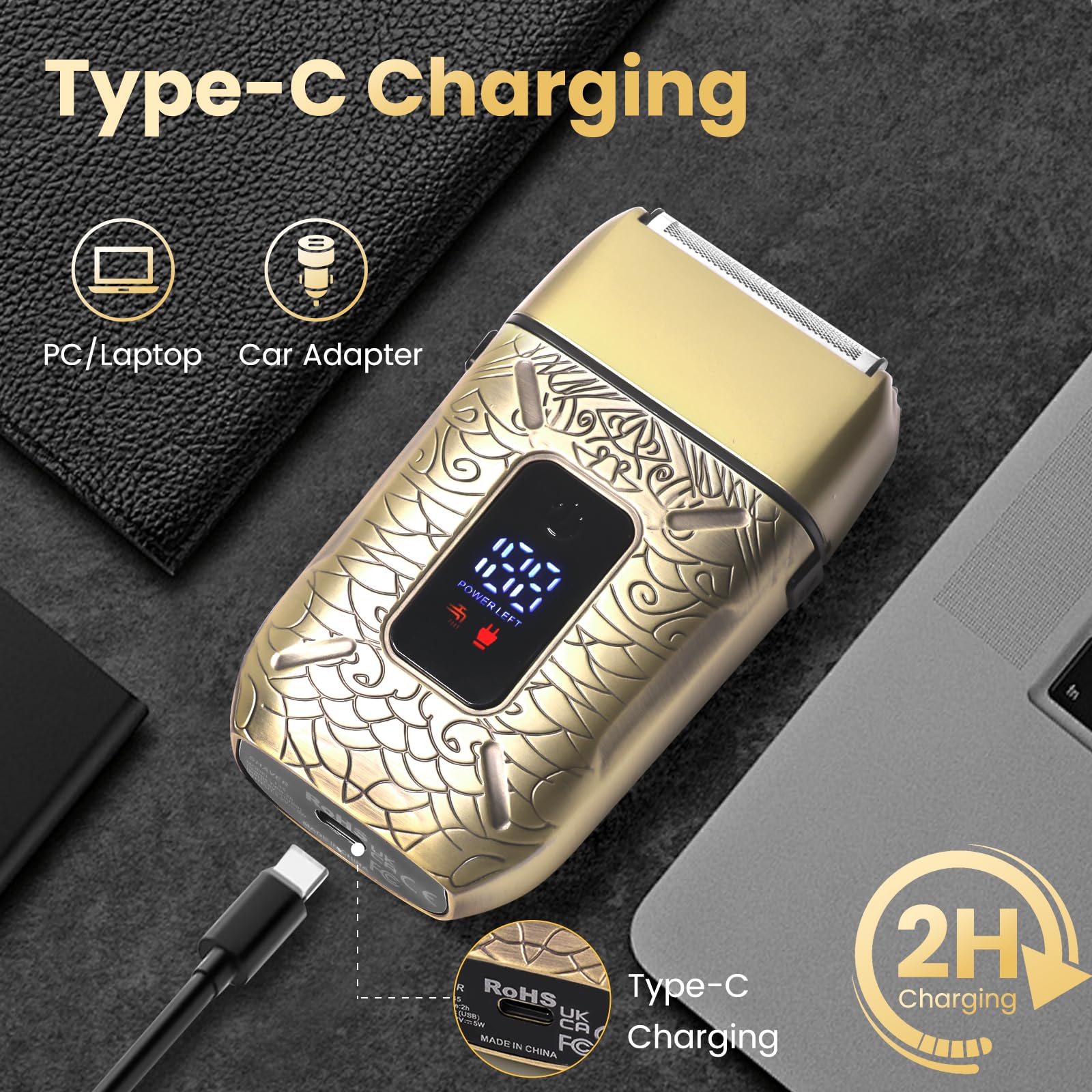 Premium Men's Electric Foil Shaver - 3 Blade Cordless Rechargeable Razor with LED Display for Close Shaving | Wet & Dry Use | Perfect for Travel, Home & Office Grooming