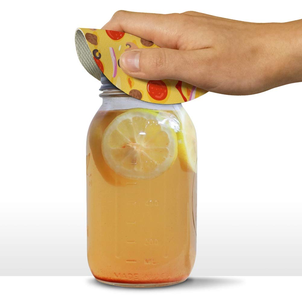 Non-Slip Round Rubber Jar Opener with Pizza Pattern - Perfect for Pepperoni, Olives & Onions Jars - Kitchen Essential for Easy Grip & Tight Lids